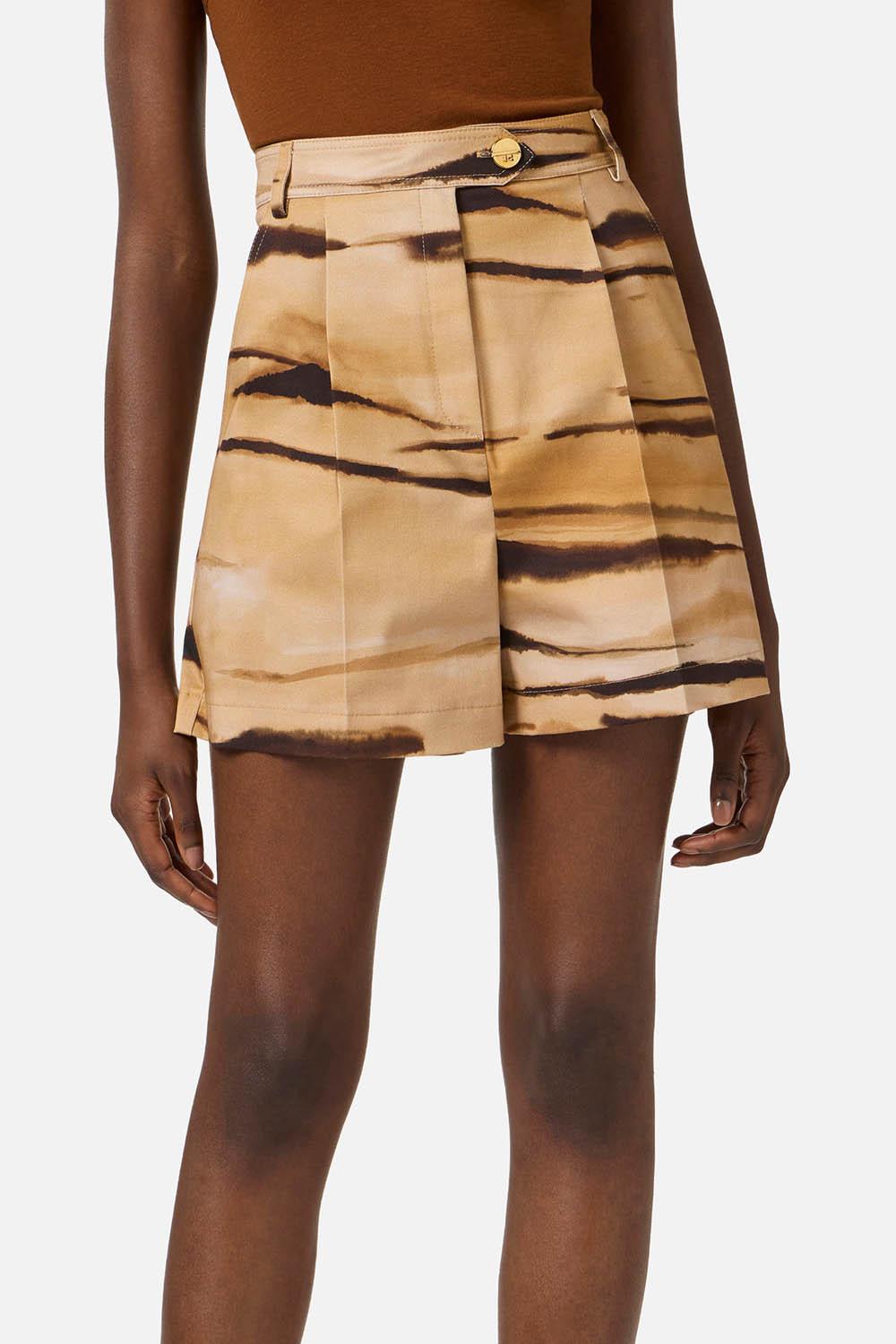 Shorts in drill con stampa tigre SH013 62E2470 Elisabetta Franchi