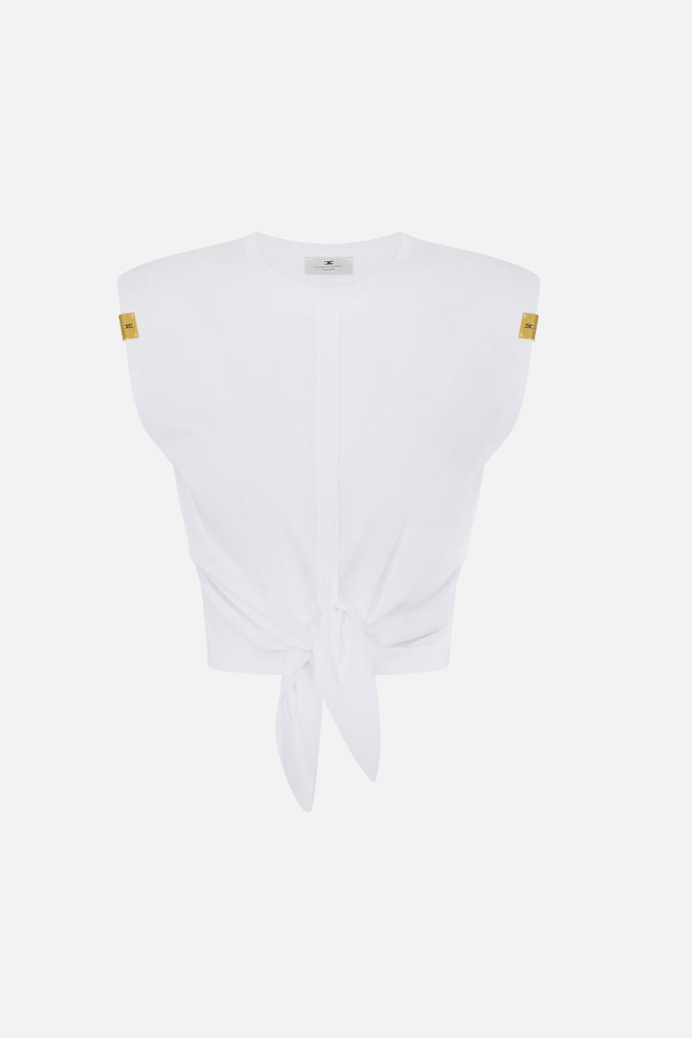 T-Shirt Elisabetta Franchi in Jersey con Nodo Frontale e Dettagli Logo MA011 61E2270 Elisabetta Franchi