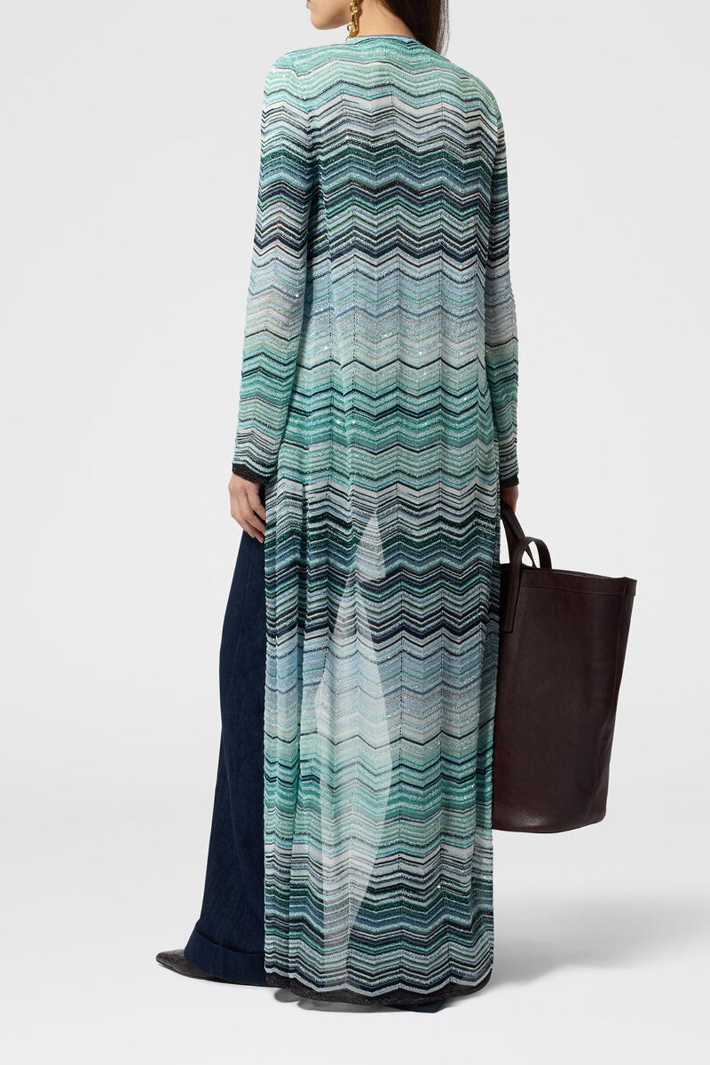 Cardigan lungo motivo chevron con paillettes DS26SM0H BK01H9SMSN4 Missoni
