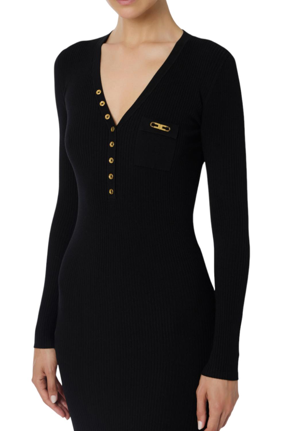 Abito in maglia a costine con taschino<BR/> AM10B 56E2110 Elisabetta Franchi