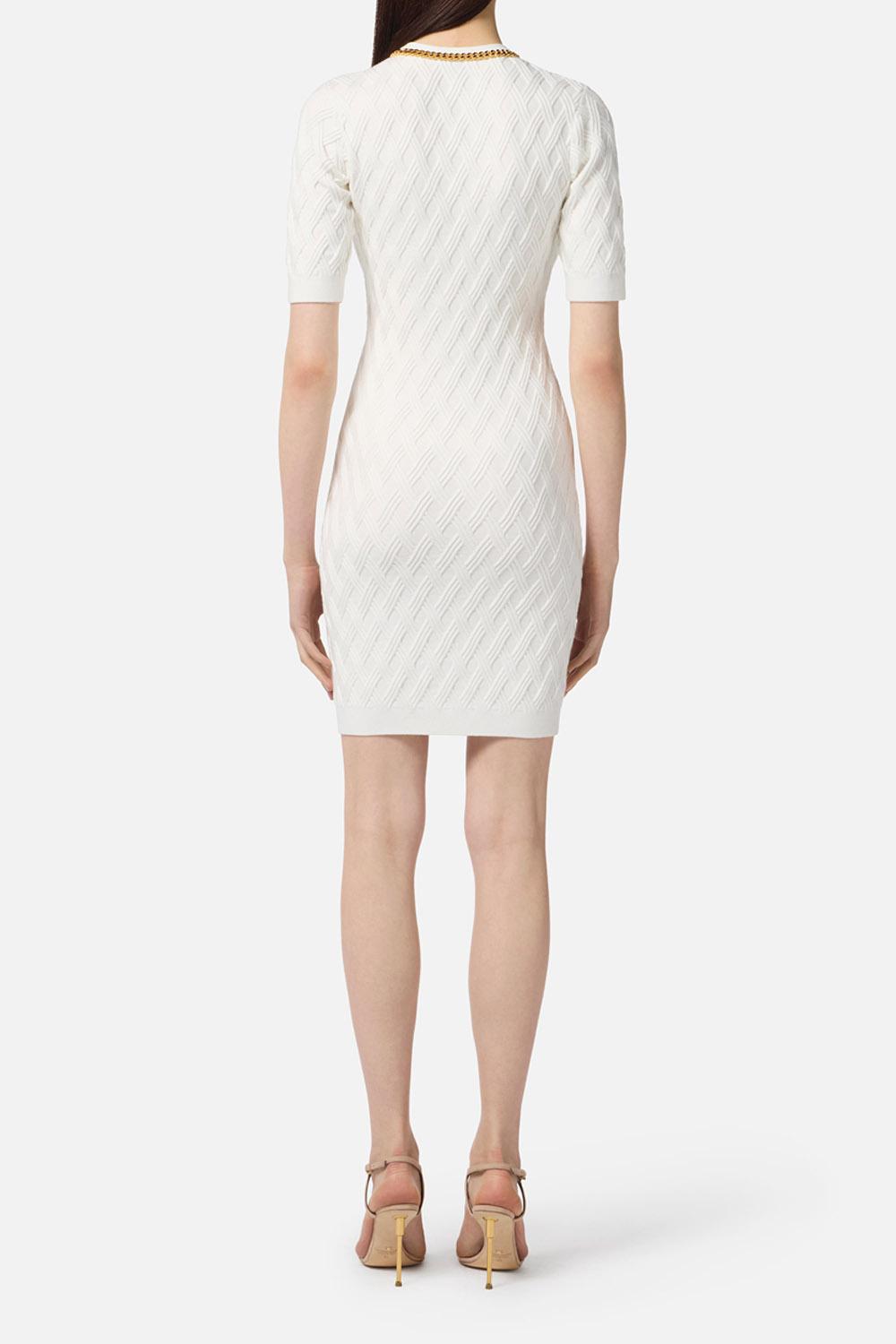 MINIABITO IN MAGLIA A ROMBI CON DETTAGLIO GIOIELLO AM20B 56E2360 Elisabetta Franchi