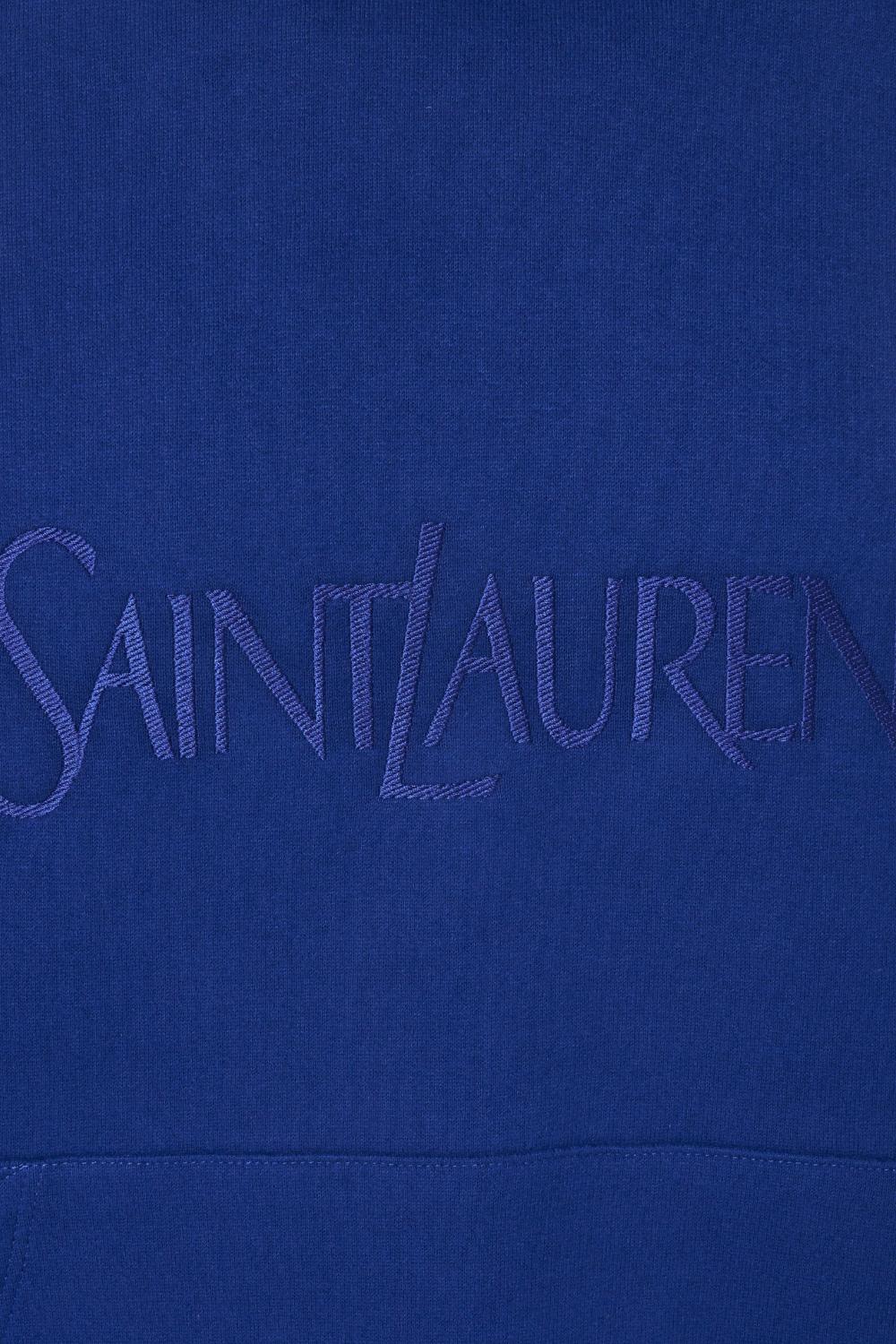 Felpa Uomo Saint Laurent Logo-Embroidered in Cotone Blu 732313 Y37CG4000 Saint Laurent