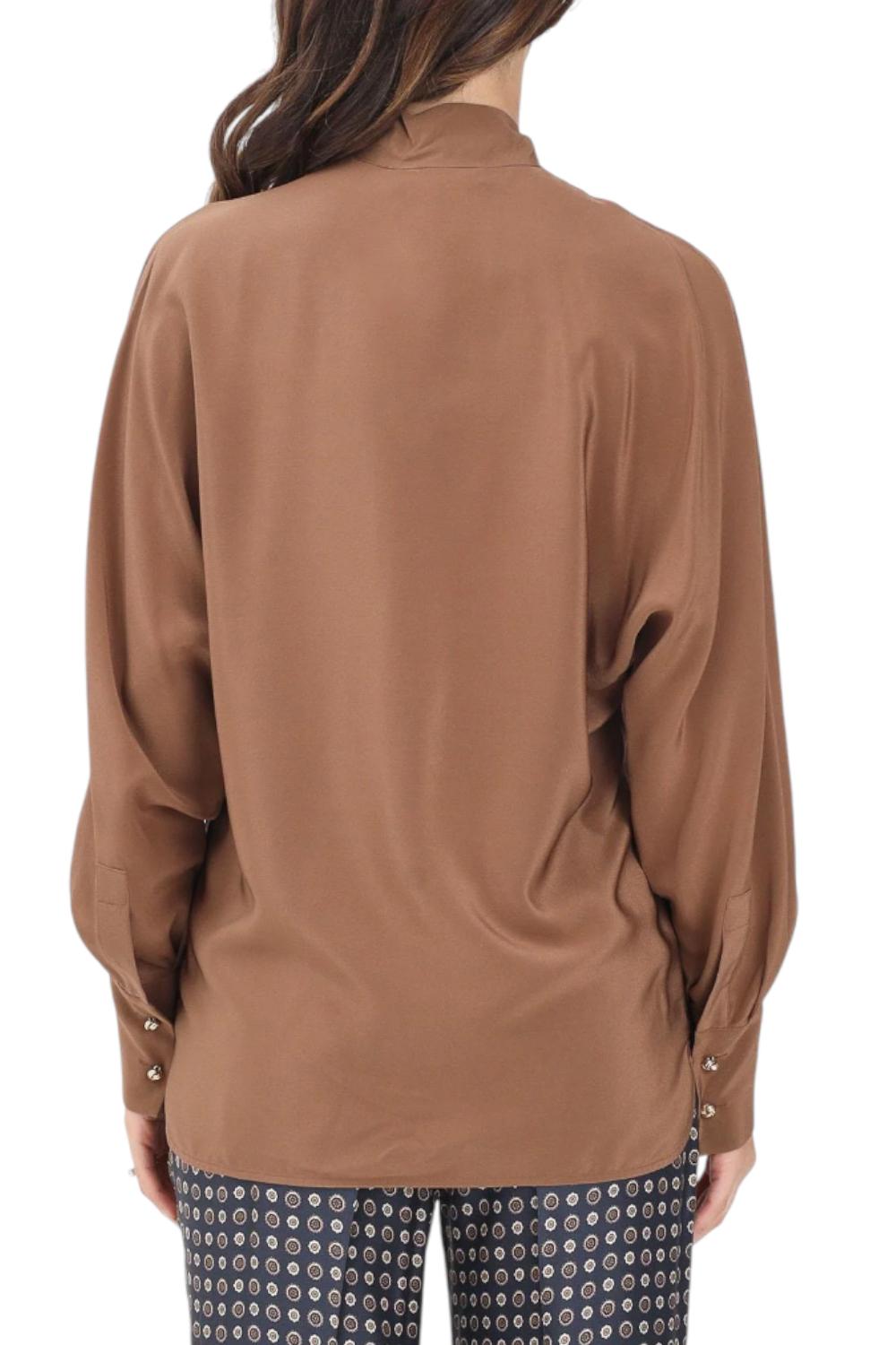 Blusa in crêpe de Chine di seta<BR/> CACO 041NOCCIOLA Max Mara Studio
