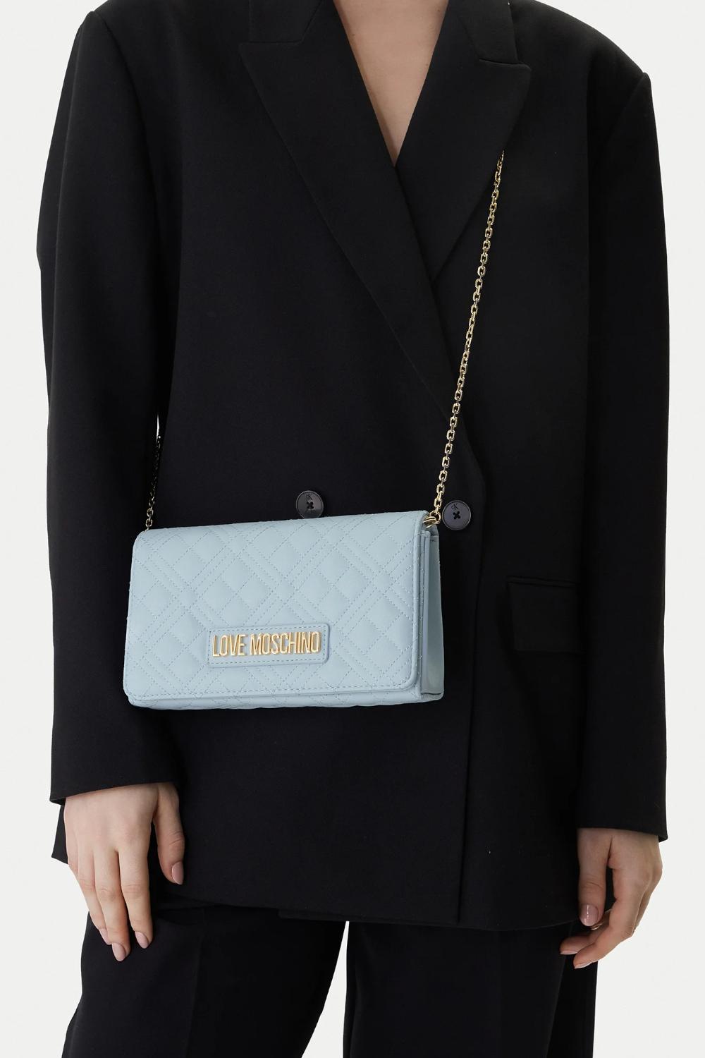 Pochette trapuntata Love Moschino con logo lettering oro e catena JC4079PP1O LA0701 Love Moschino