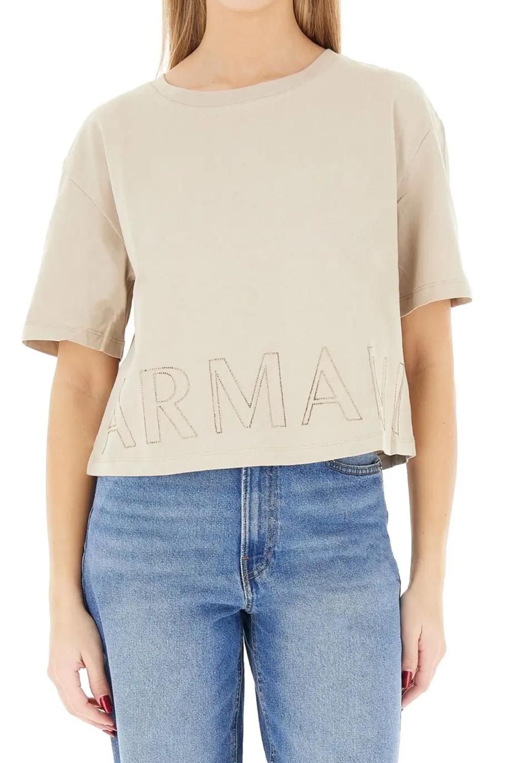 Cropped T-Shirt basic in jersey di cotone<BR/> XW001709 AF17172U6223 Armani Exchange