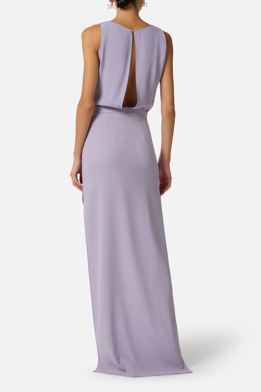 Abito in georgette di viscosa e crêpe con coda AB915 61E2EV7 Elisabetta Franchi