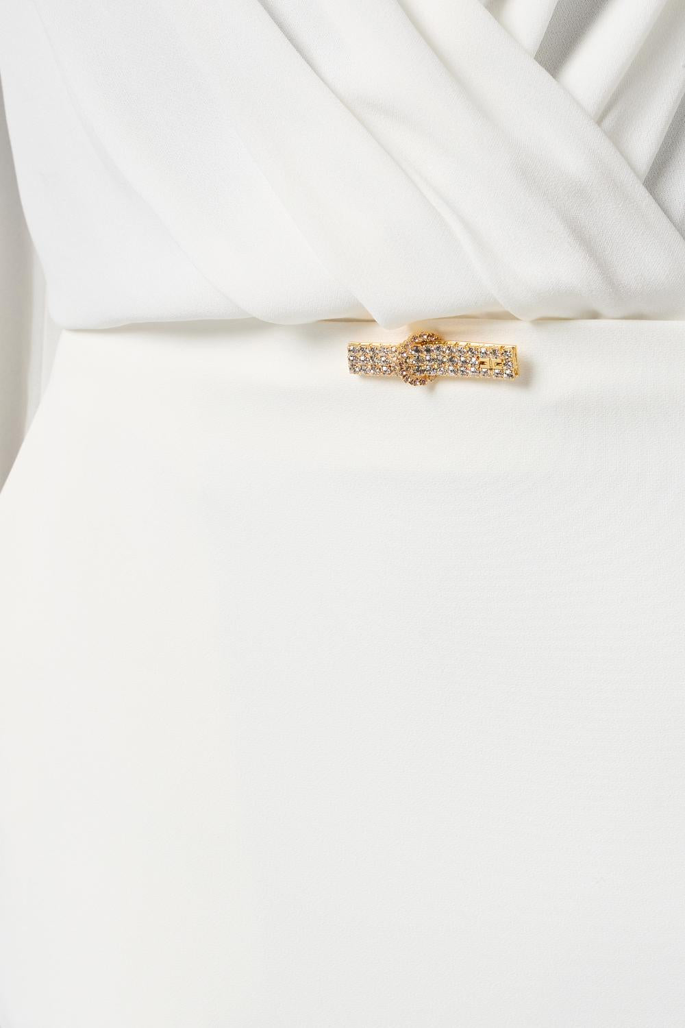 Gonna in doppio crêpe leggero con dettaglio gioiello<BR/> GO122 53E2360 Elisabetta Franchi