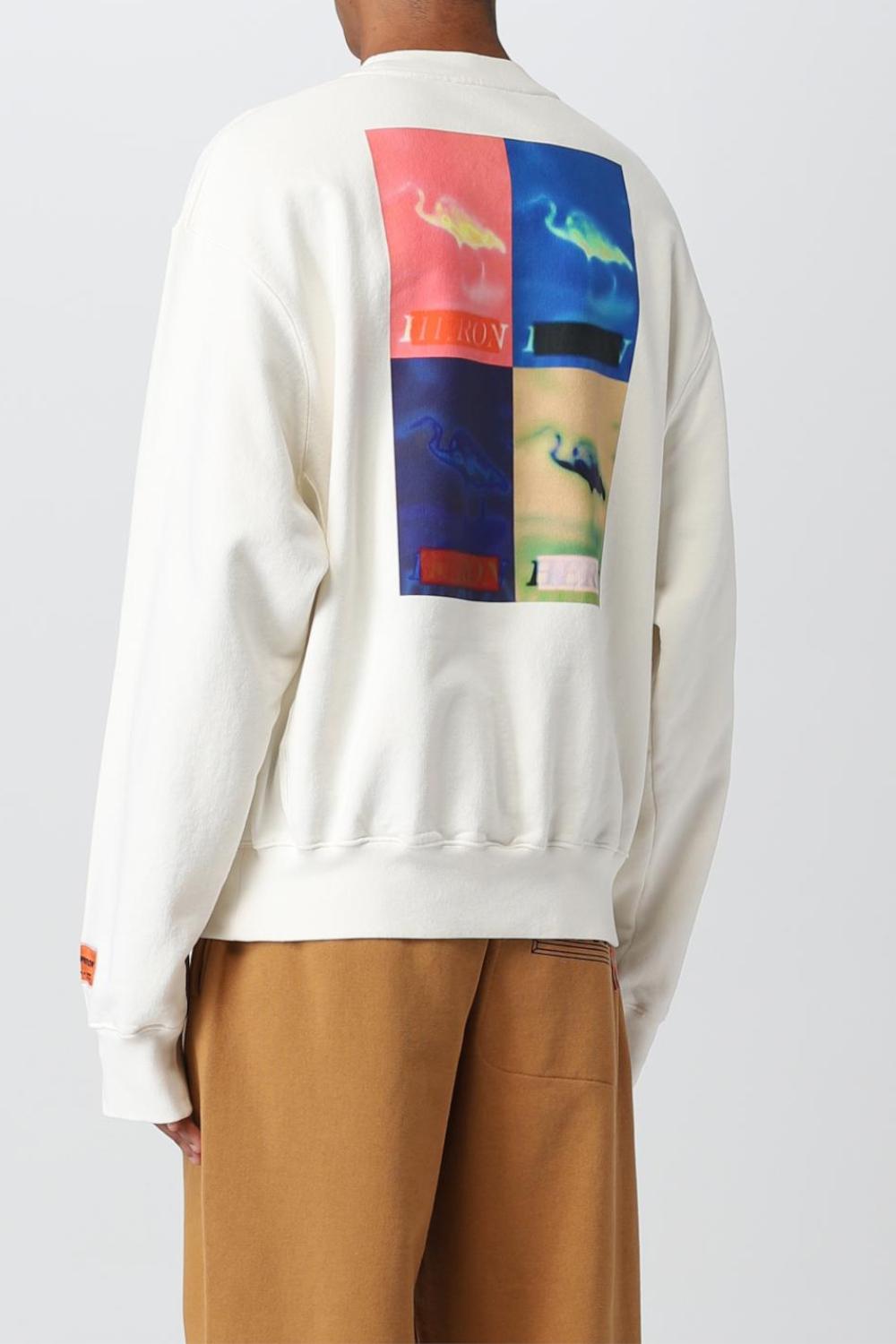 Felpa bianca This Is Not Logo Heron Preston con stampa frontale e label arancione HMBA020F22JER007 /0184 Heron Preston