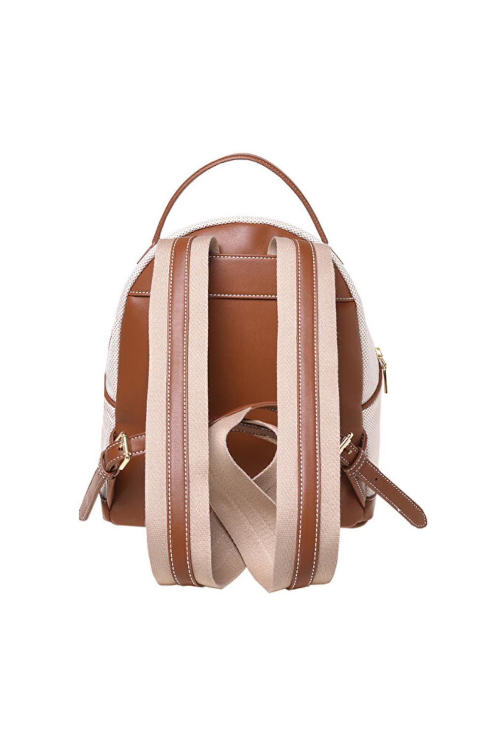 Zaino Love Moschino in canvas beige ed ecopelle cuoio con logo lettering JC4063PP1O LZ110A Love Moschino