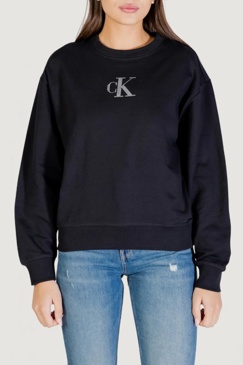 Felpa Donna Calvin Klein Jeans Girocollo con Logo Monogram Ricamato LV047E828G /UB1 Calvin Klein