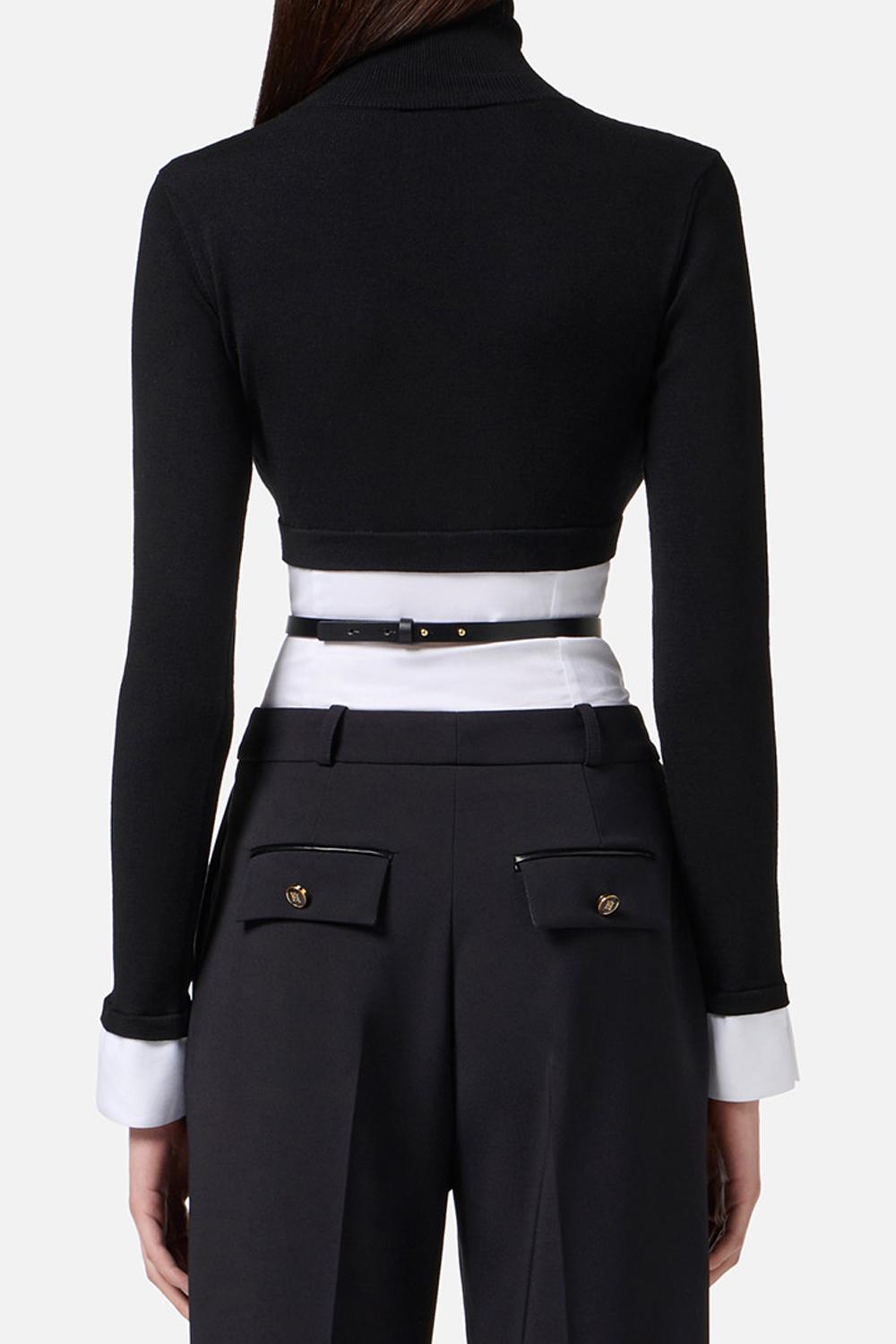 Maglia in viscosa e popeline di cotone<BR/> MK14T 56E2222 Elisabetta Franchi