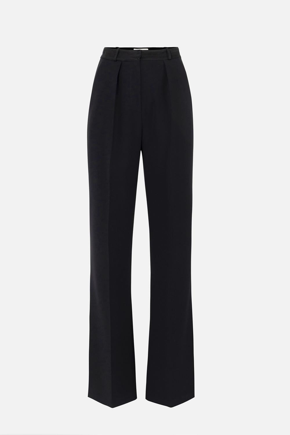 Pantaloni in crêpe leggero con dettagli smoking<BR/> PA126 56E2110 Elisabetta Franchi