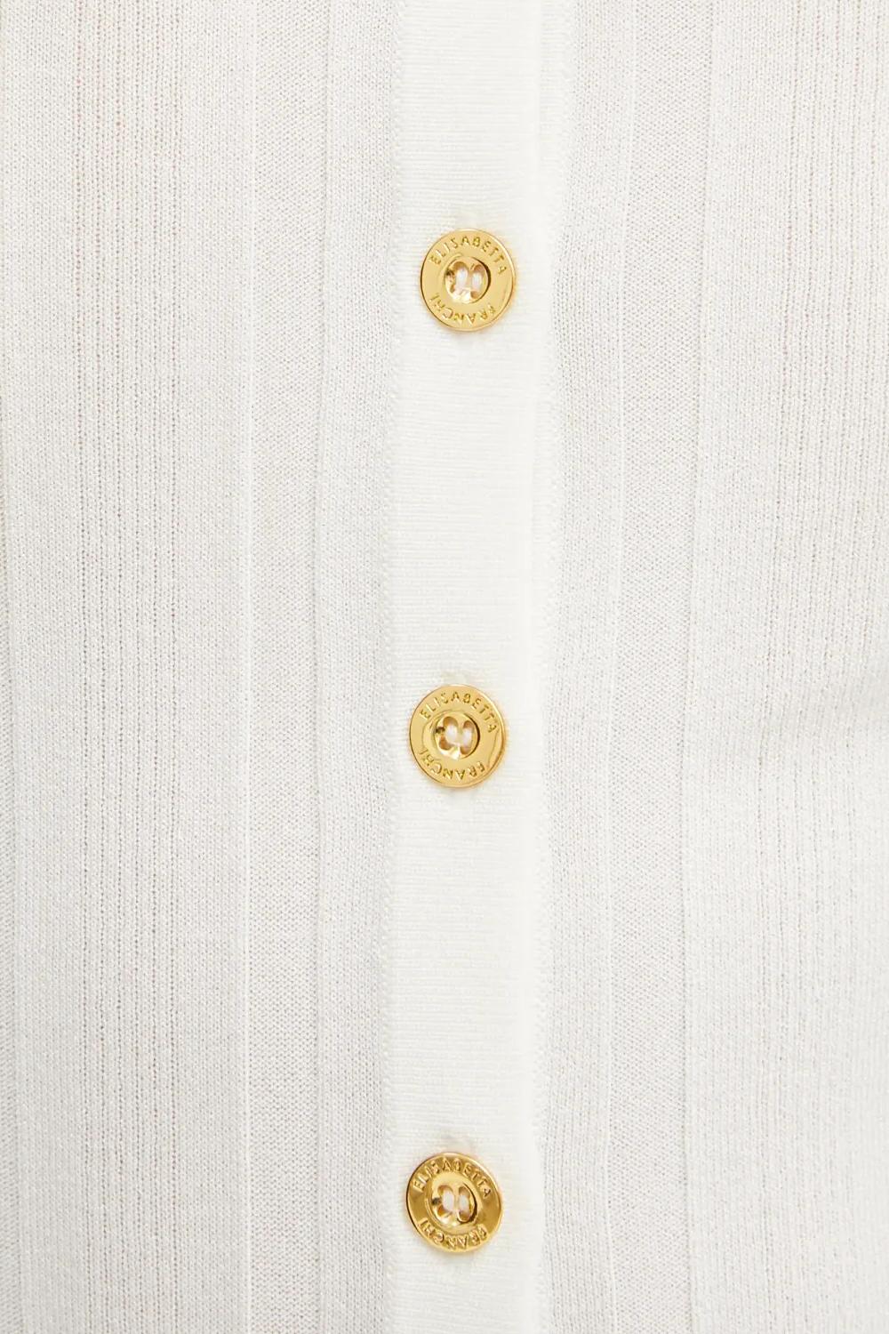Cardigan in cotone con trasparenze e bottoni dorati<BR/> MK41S 51E2360 Elisabetta Franchi