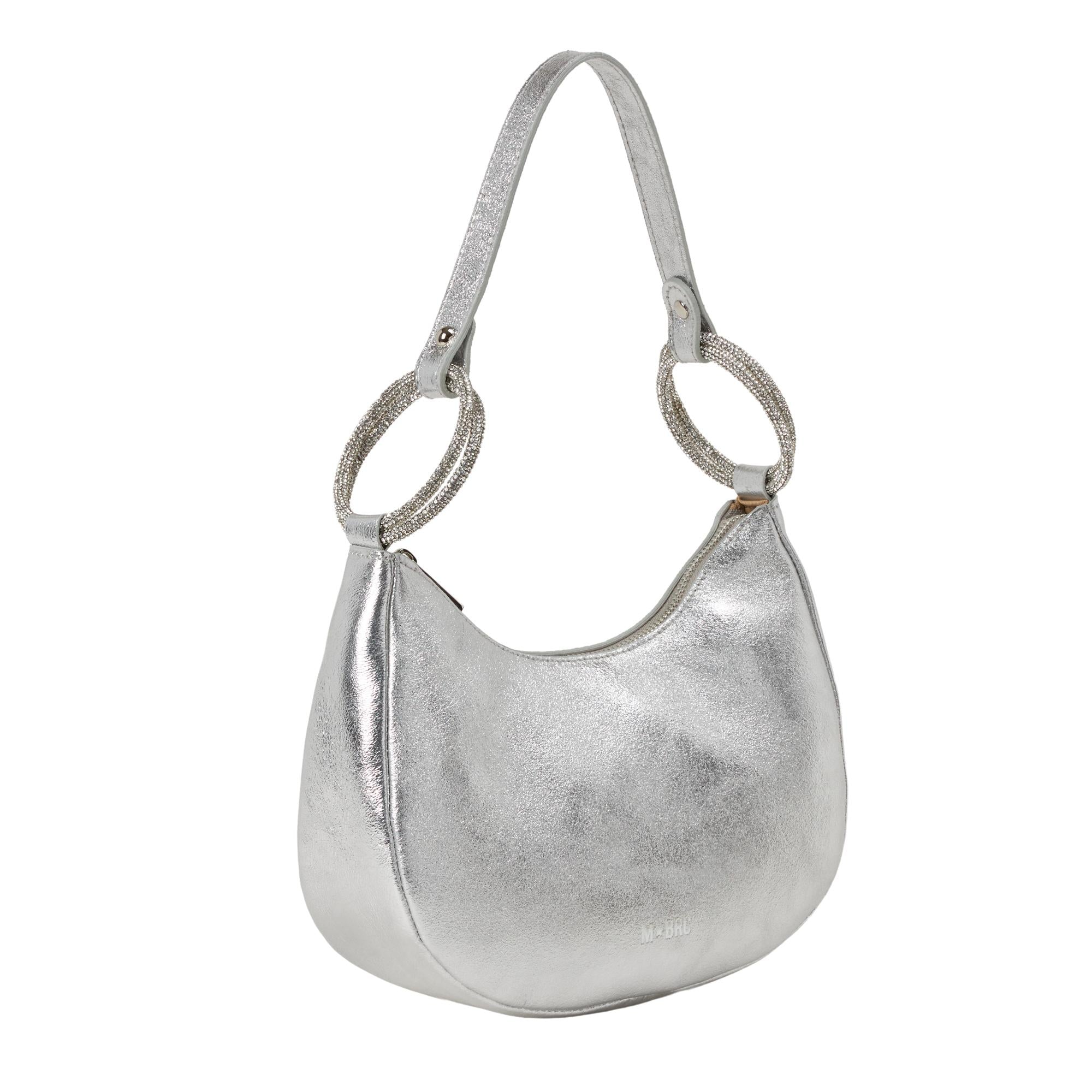 BORSA IN PELLE LINEA CRISTAL H282 /ARGENTO M Brc