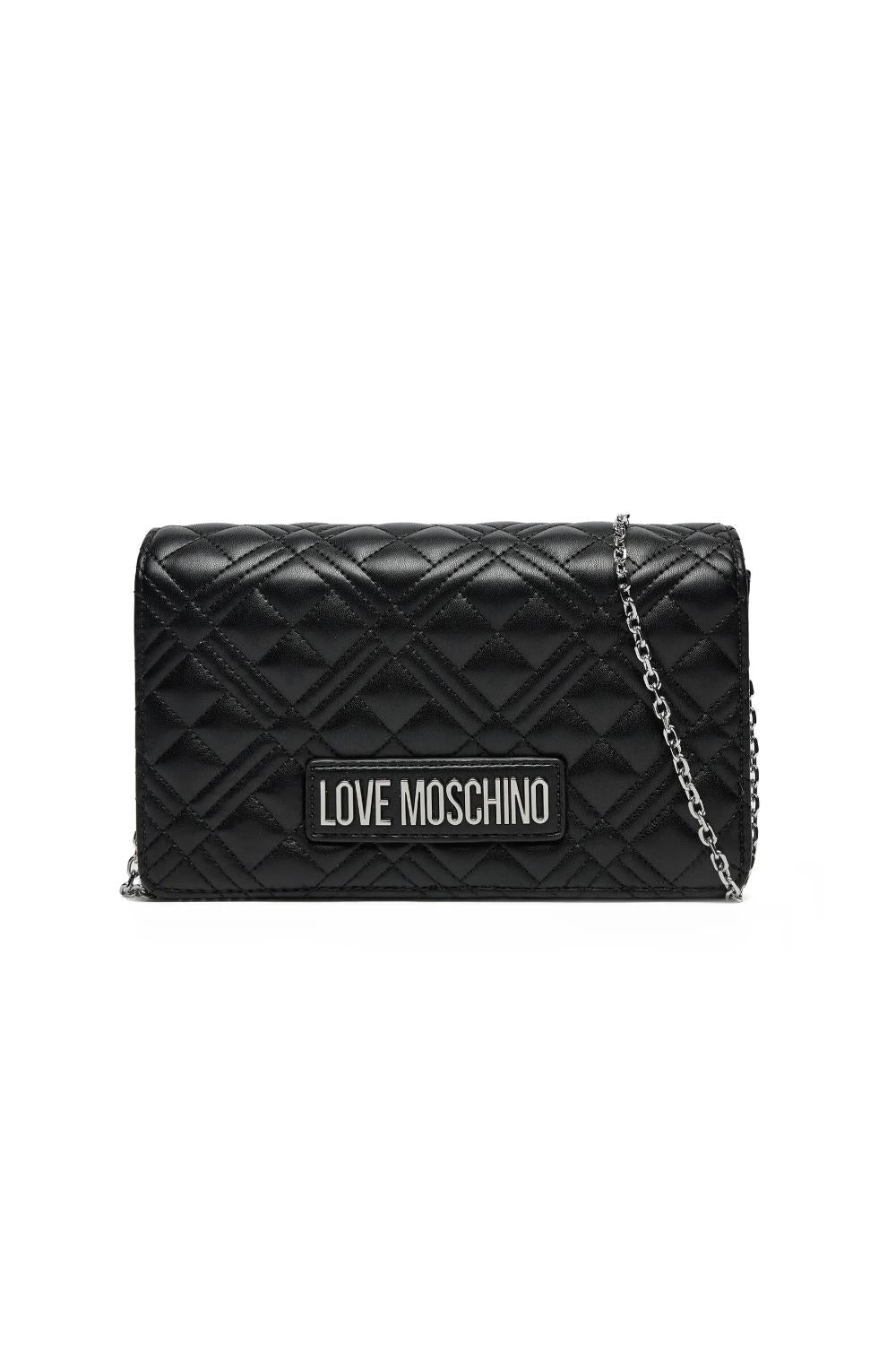 Pochette trapuntata Love Moschino con logo lettering e catena JC4079PP1O LA000B Love Moschino