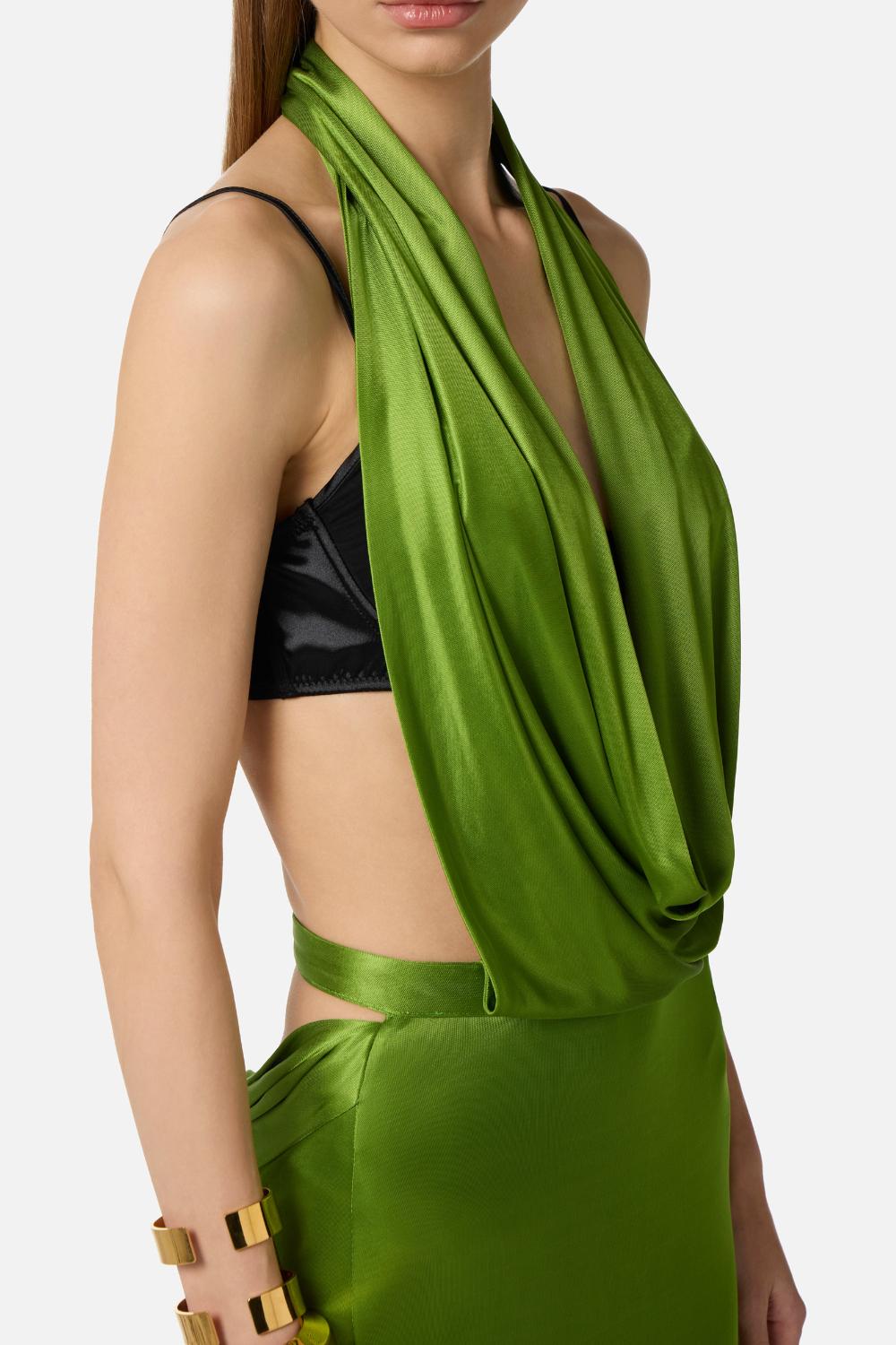 Abito da Sera Elisabetta Franchi in Jersey di Viscosa con Scollo Drappeggiato ABR13 61E2FA1 Elisabetta Franchi