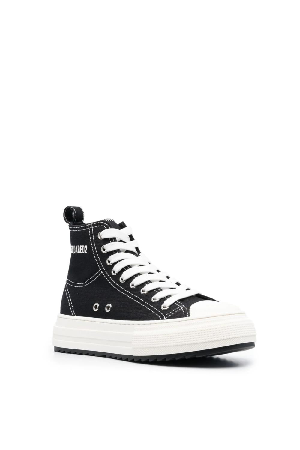 Sneakers Alte DSQUARED2 Nero/Bianco in Pelle e Cotone Plateau con Logo SNW0231/25406362M2657 NERO Dsquared2