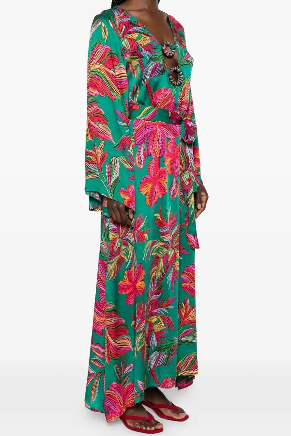 esmee dress - abito fantasia con scollo a V R26005 CARTAGENA GREEN Sundress