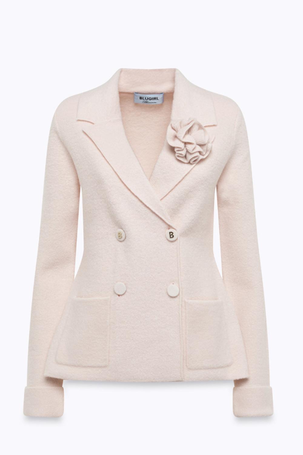 GIACCA IN MAGLIA JACQUARD CON SPILLA RIMOVIBILE RF5058 MA07RC3868 Blugirl