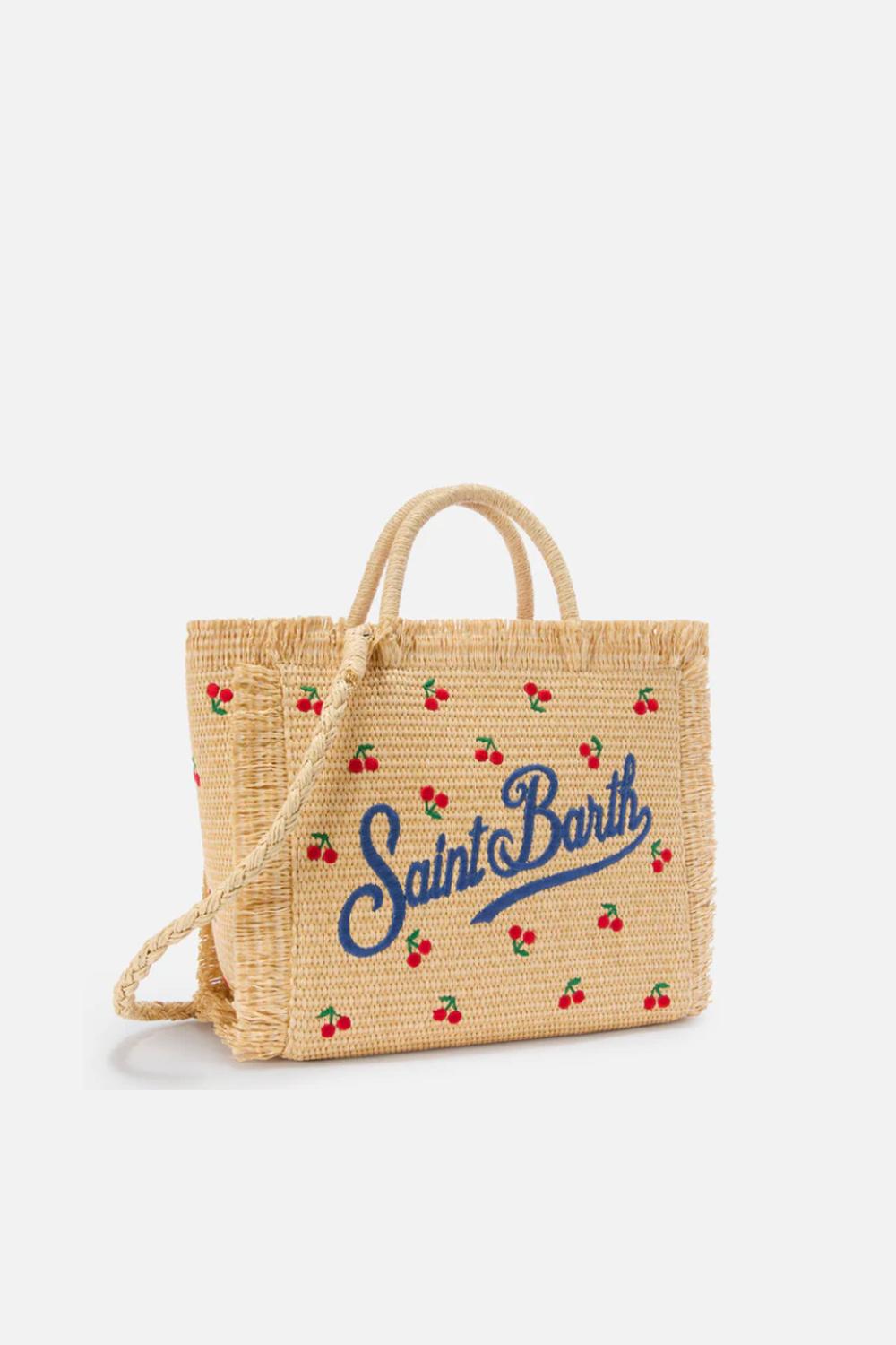 Borsa Colette in tessuto effetto paglia con ricami ciliegie COL0017 -00345L Mc2 Saint Barth