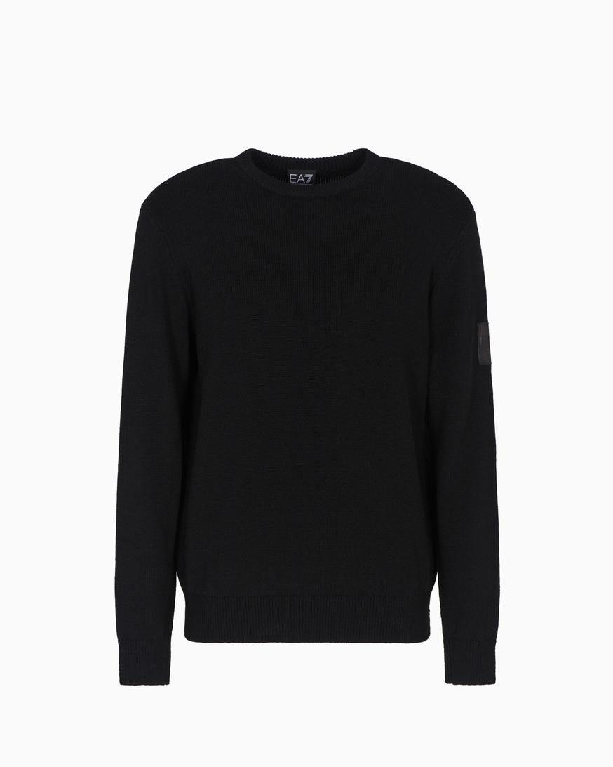 Pullover Girocollo Basico in Tinta Unita con Patch Logo 7M000925 AF17667UC001 EA7 Emporio Armani