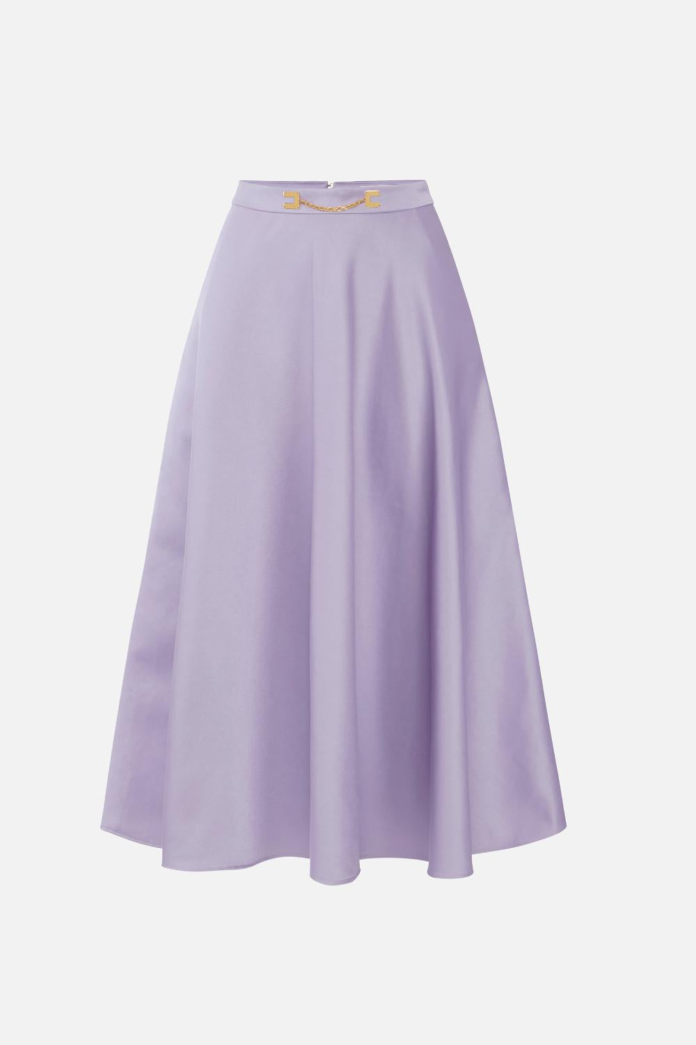 Gonna a Ruota Elisabetta Franchi in Duchesse con Catena Logo Dorata GO156 61E2EV7 Elisabetta Franchi