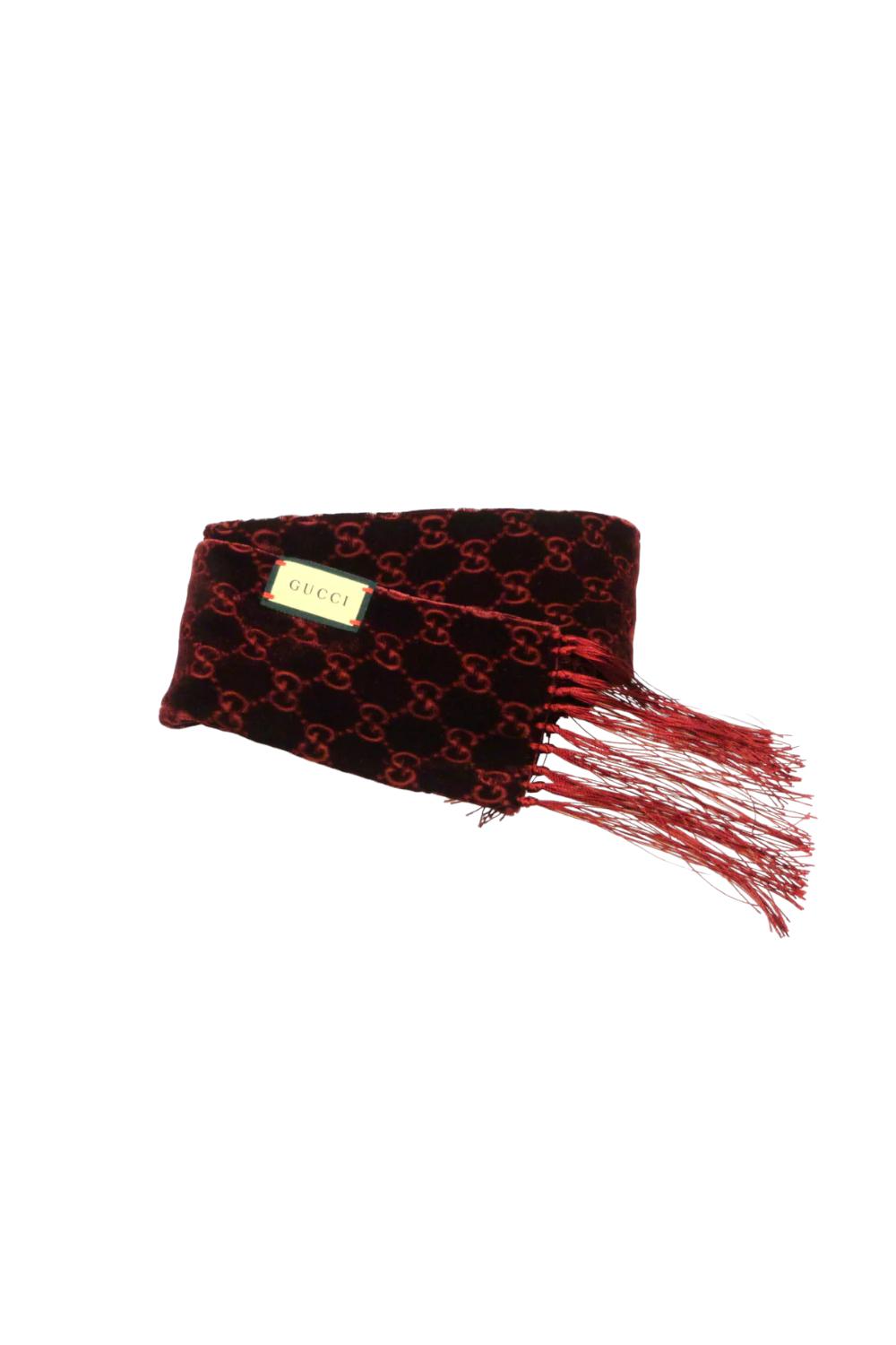 Sciarpa Gucci Sottile in Misto Seta Motivo Monogram con Frange 6693613GAF3 /6100 Gucci