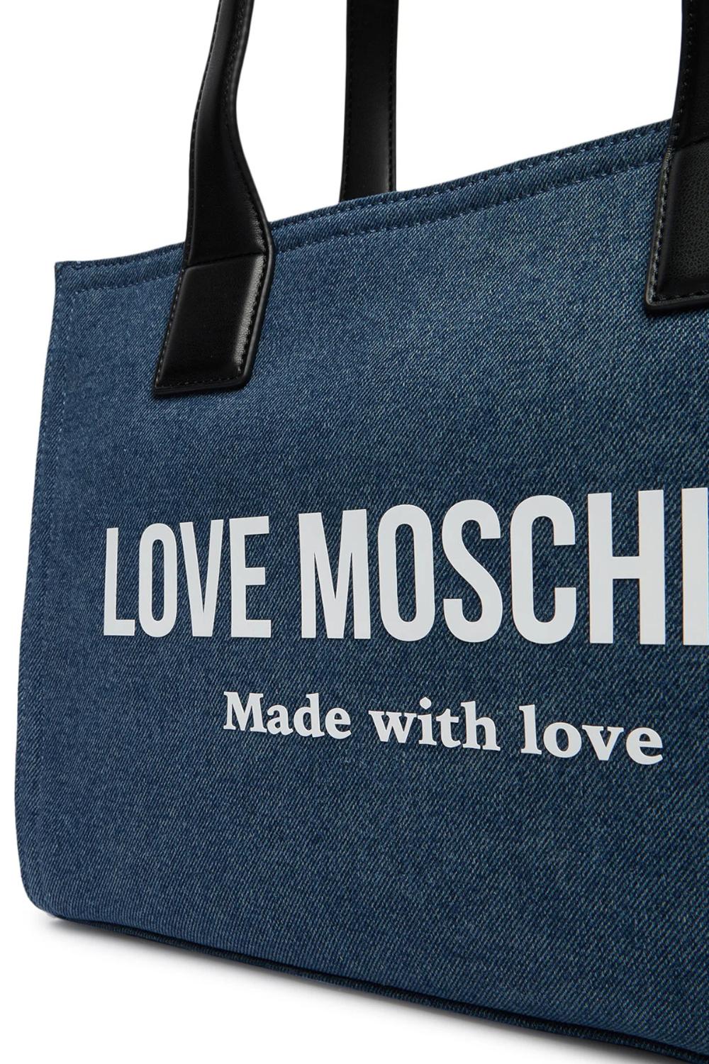 Borsa Love Moschino blu con logo e stampa Made with love JC4056PP1O LG170A Love Moschino