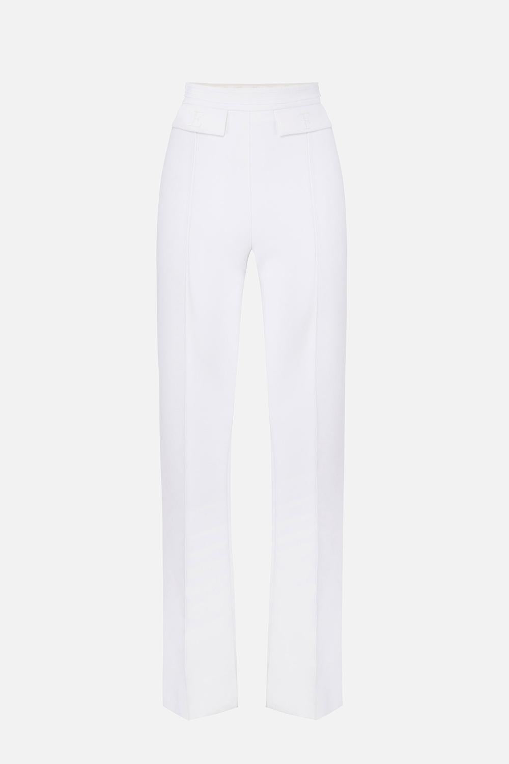 Pantaloni in Crêpe Stretch con Logo Ricamato PA171 61E2360 Elisabetta Franchi