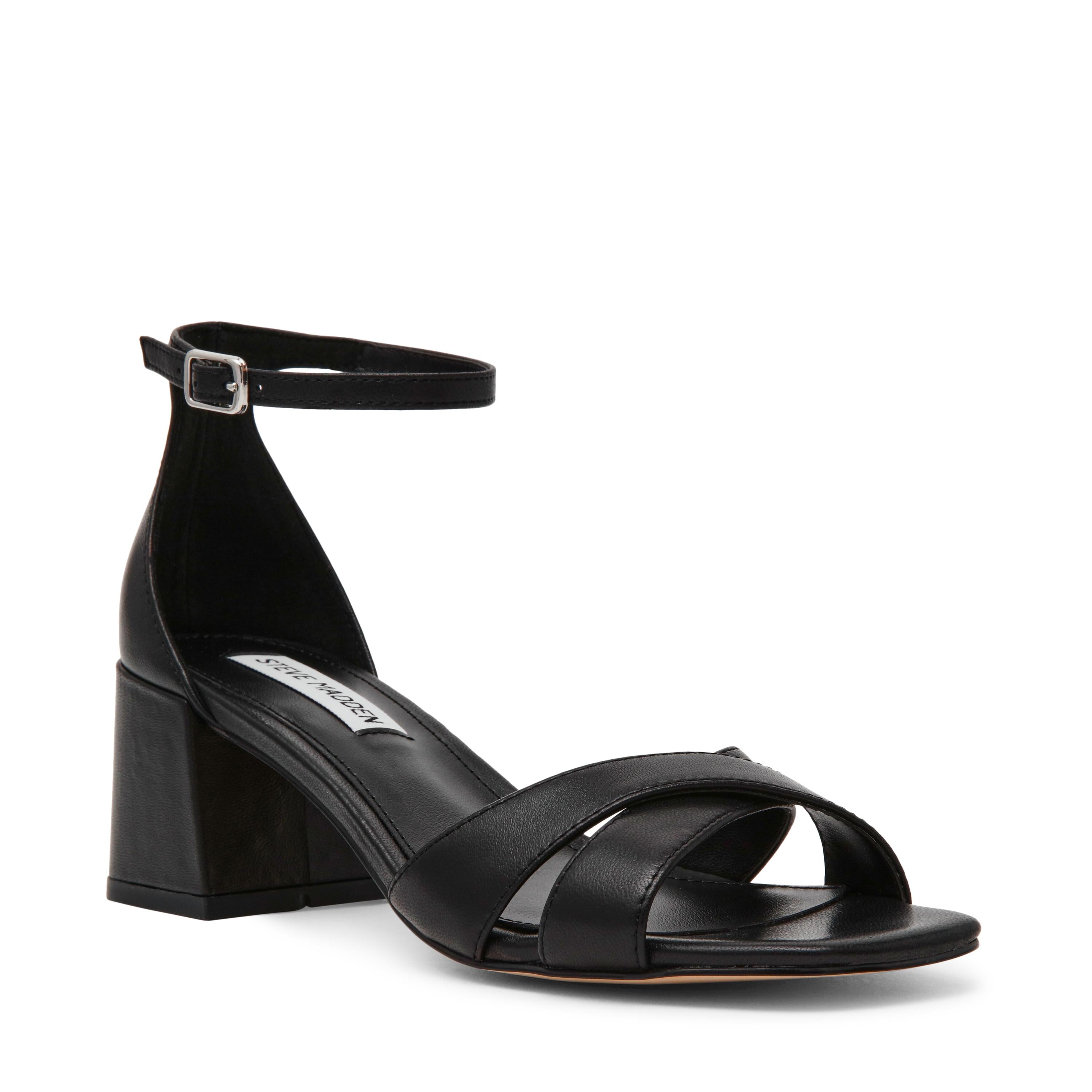 Sandali con tacco largo Steve Madden FERGIE BLACK LEATHER Steve Madden
