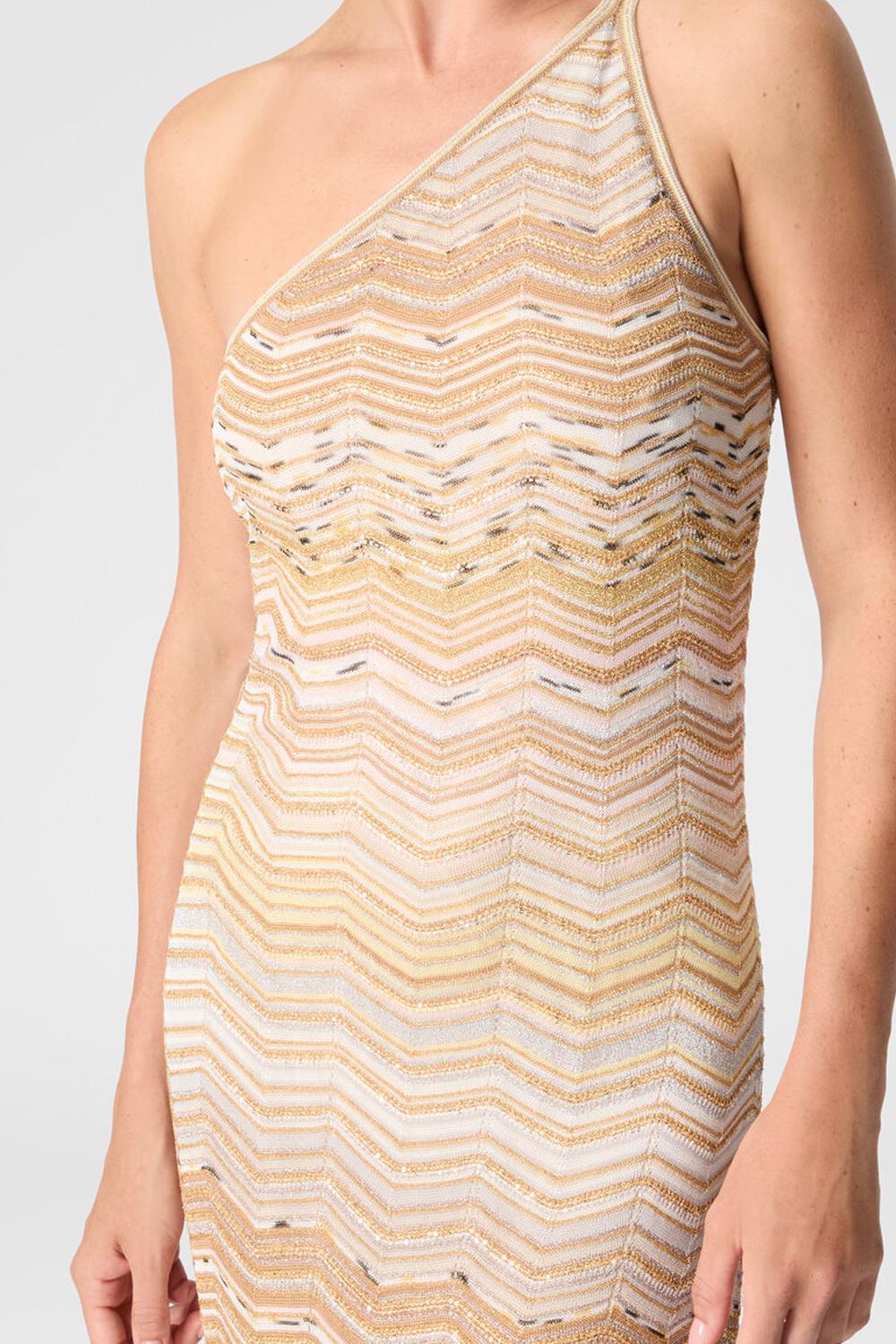 Abito lungo monospalla motivo chevron con paillettes DS26SG1G BK01H9SM9ZU Missoni