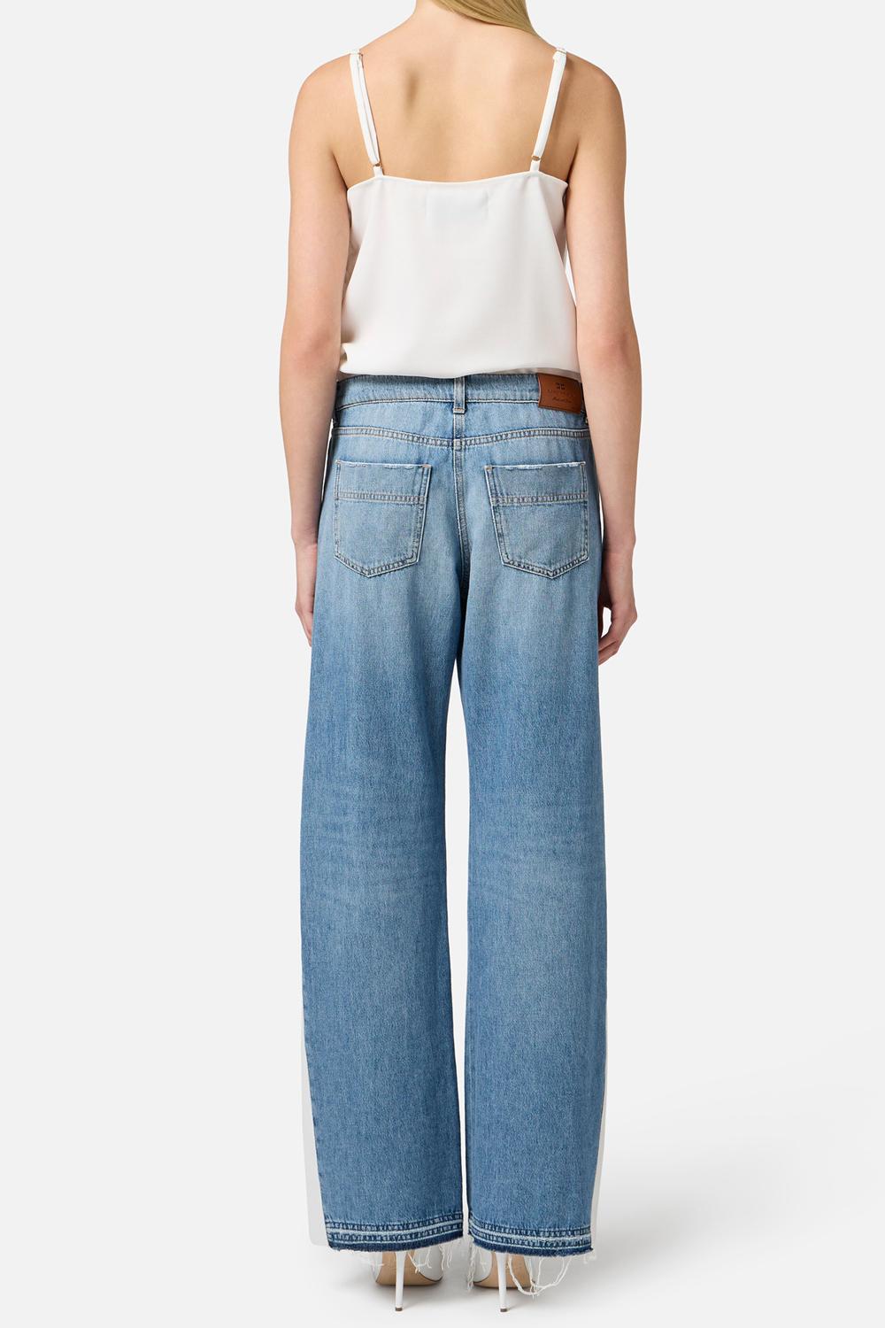 Tuta trompe-l'oeil in crêpe e denim<BR/> TJ37I 51E2DM2 Elisabetta Franchi