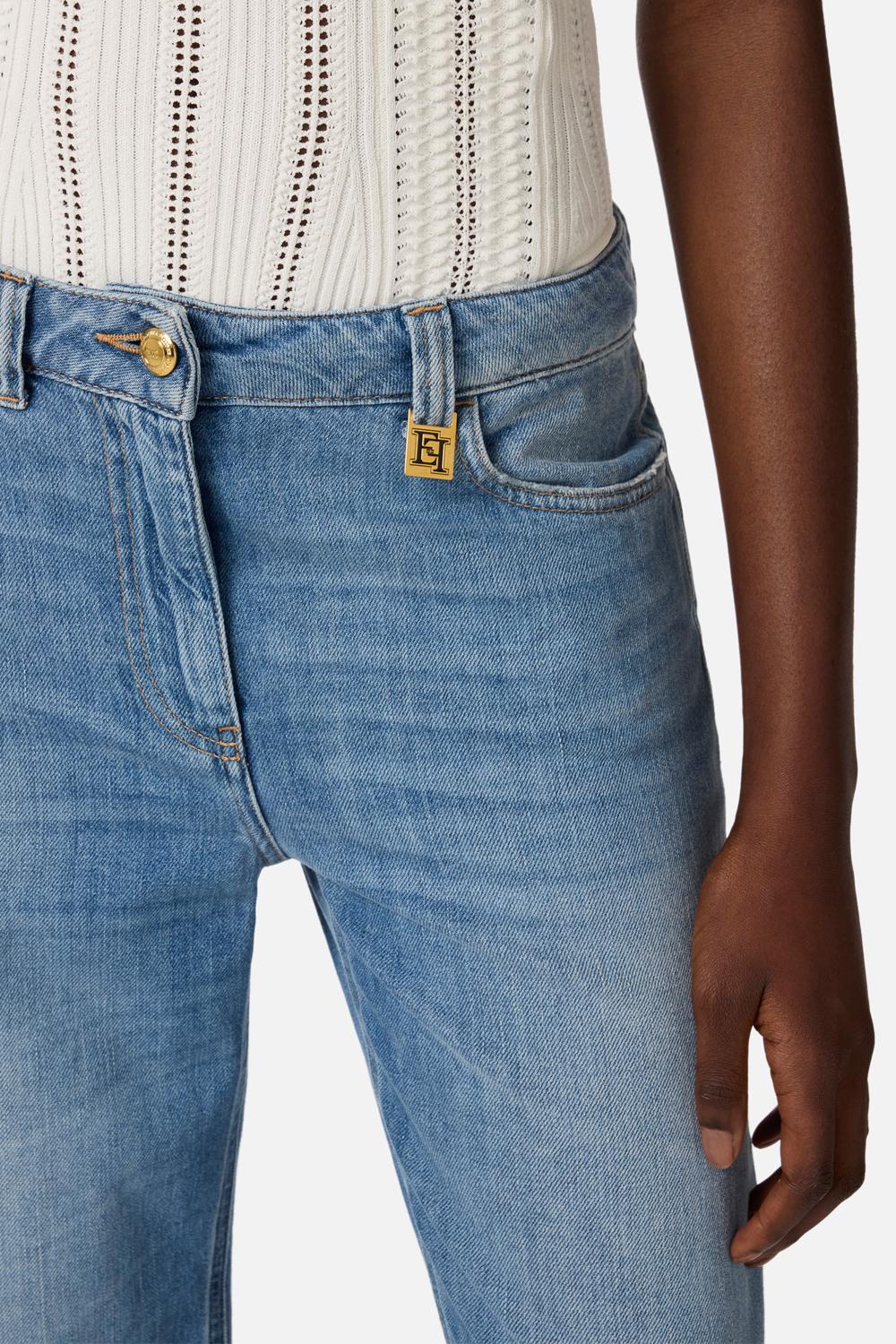 Jeans a palazzo con dettaglio logo PJ21I 61E2192 Elisabetta Franchi