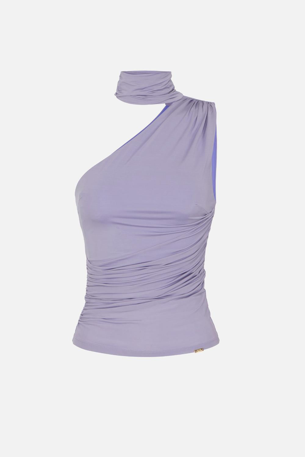 Top Monospalla Elisabetta Franchi in Jersey con Drappeggi e Logo TO038 61E2EV7 Elisabetta Franchi