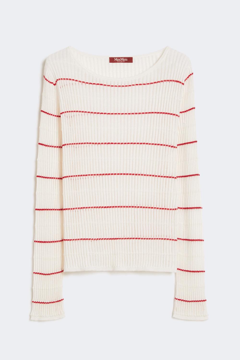 Maglia aderente in lana e seta MSTPEDONE 012BIANCO Max Mara Studio