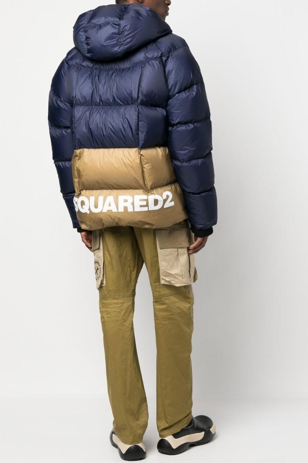 Piumino Dsquared2 blu con cappuccio e interno rosso a contrasto S74AM1414 S54056477NAVY Dsquared2