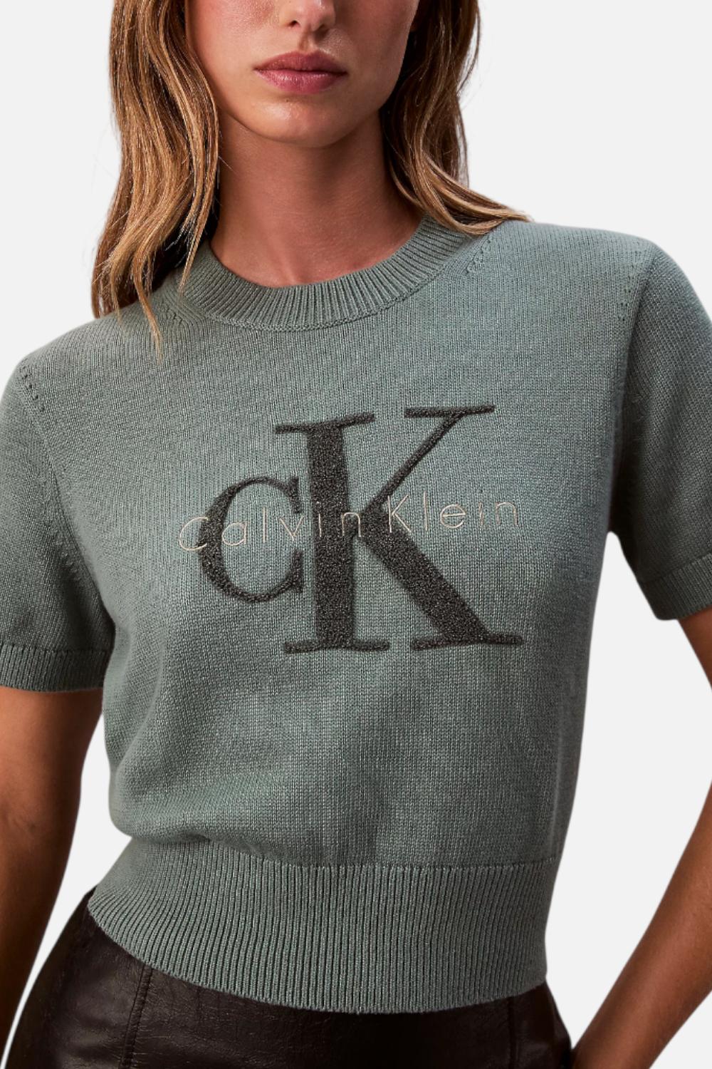 T-shirt Donna Calvin Klein con Grafica Monologo e Design Minimal LV044E306G /PNO Calvin Klein
