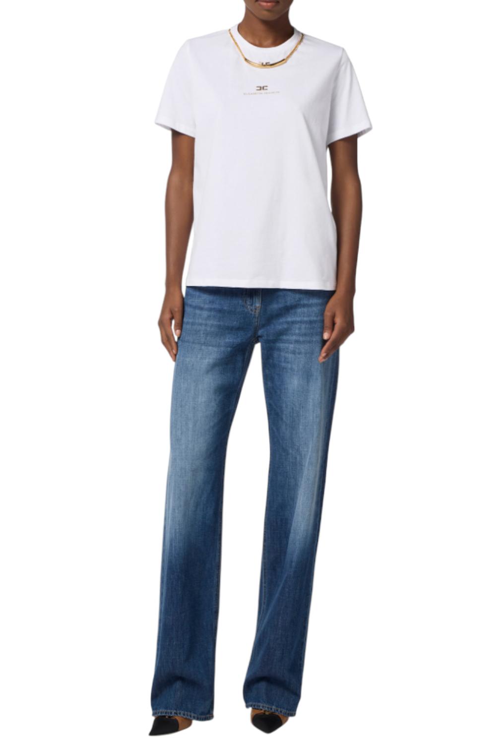 T-shirt in jersey di cotone con collana<BR/> MA028 56E2270 Elisabetta Franchi