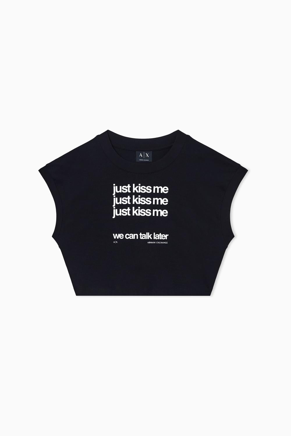 Cropped T-shirt in cotone JUST KISS ME XW002320 AF15085UC001 Armani Exchange