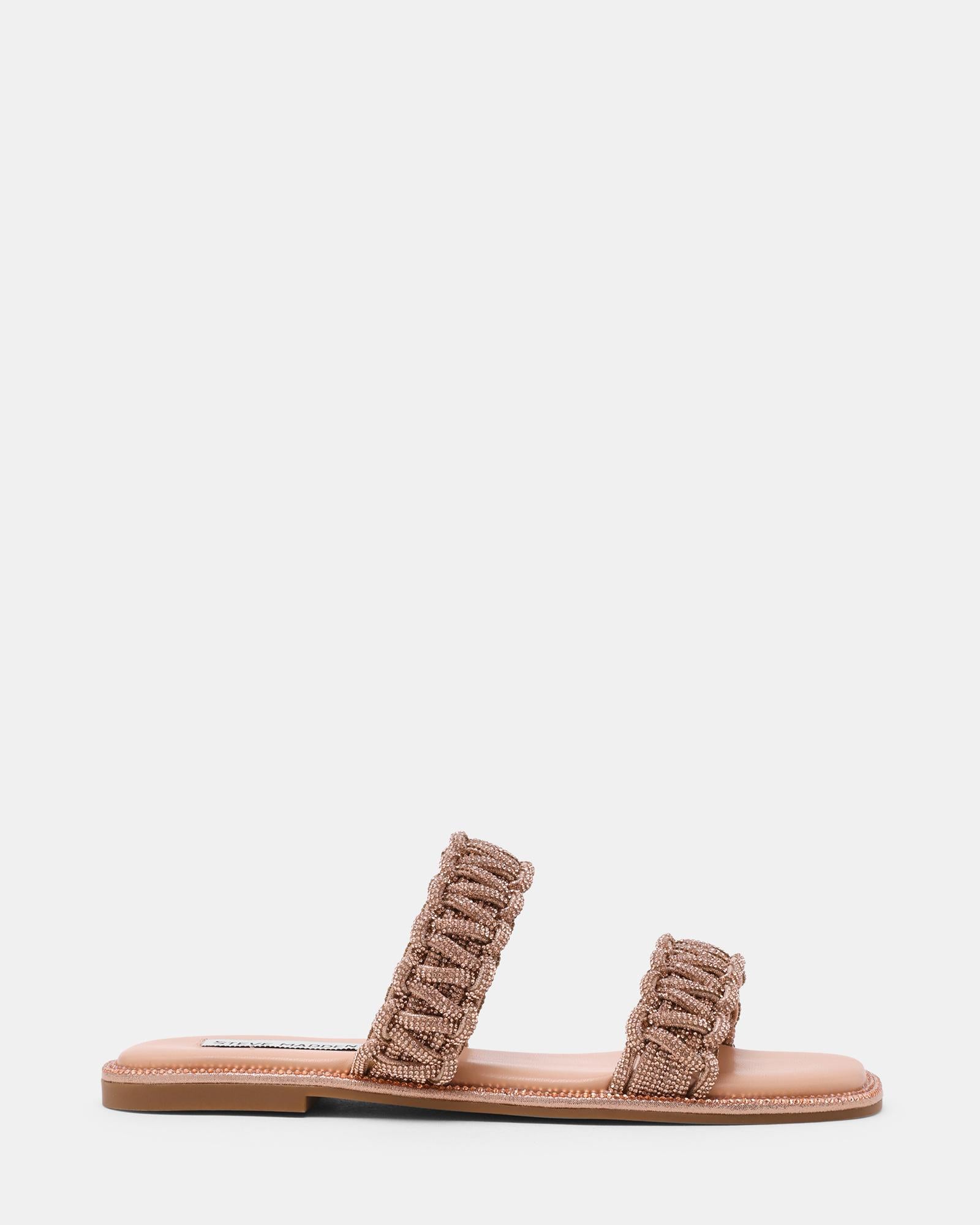 Sandalo Flat NYSSA con Doppia Fascia Intrecciata e Strass NYSSA ROSE GOLD Steve Madden