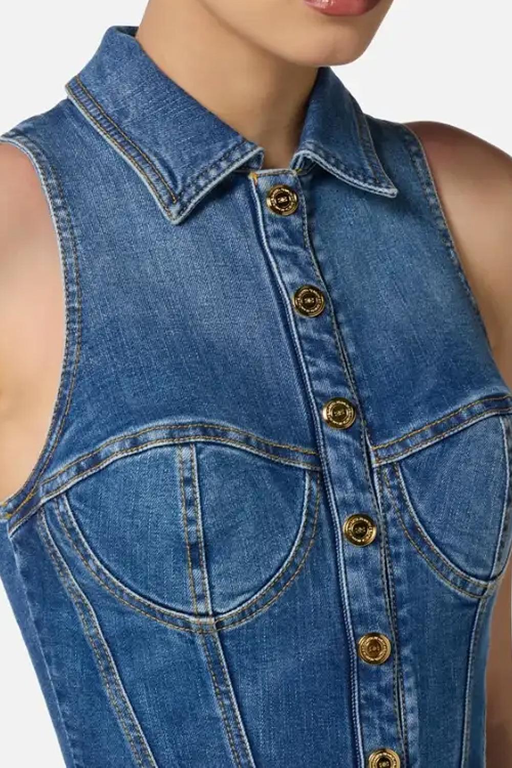 Tuta bustier in denim<BR/> TJ41D 56E2104 Elisabetta Franchi