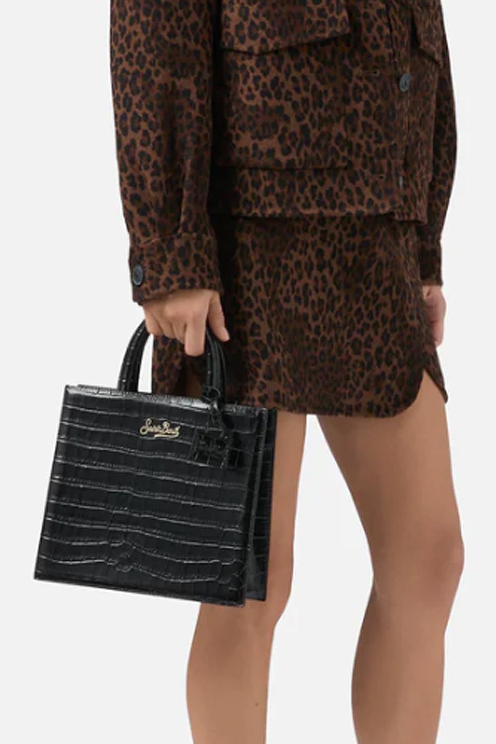 Borsa Tote Media in Pelle con Logo Metallo SHBM0001 /00645I Mc2 Saint Barth