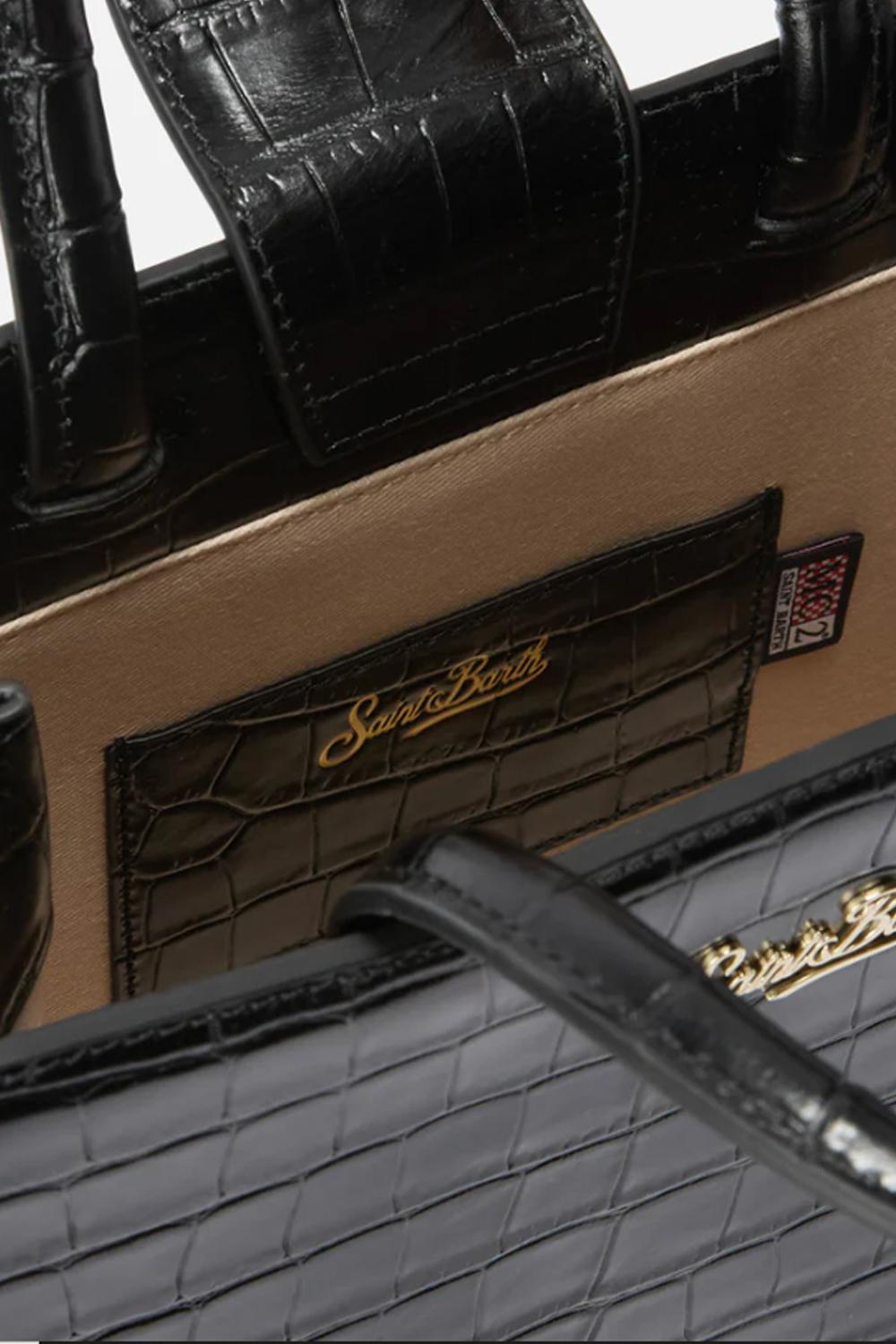 Borsa Tote Media in Pelle con Logo Metallo SHBM0001 /00645I Mc2 Saint Barth