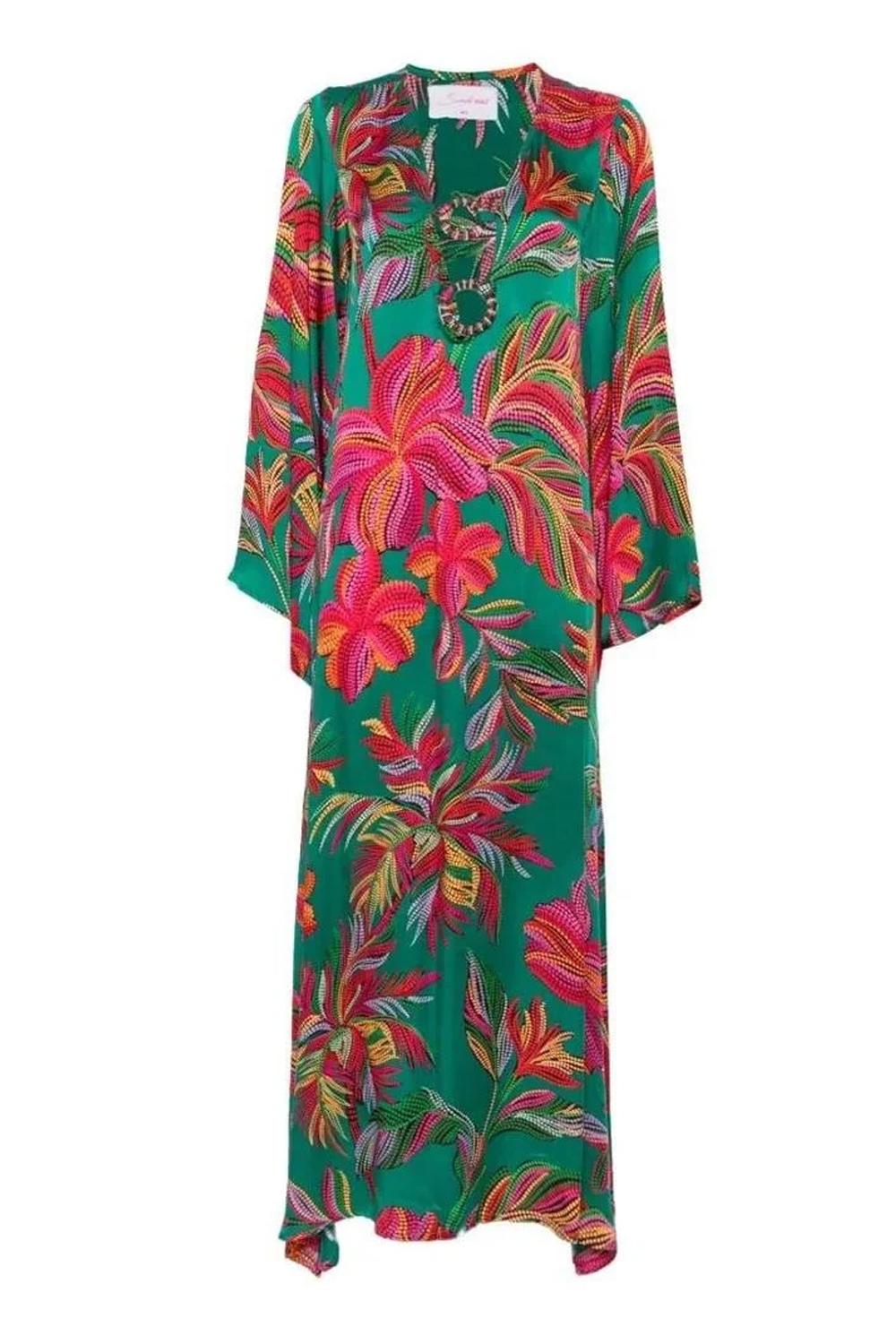 esmee dress - abito fantasia con scollo a V R26005 CARTAGENA GREEN Sundress