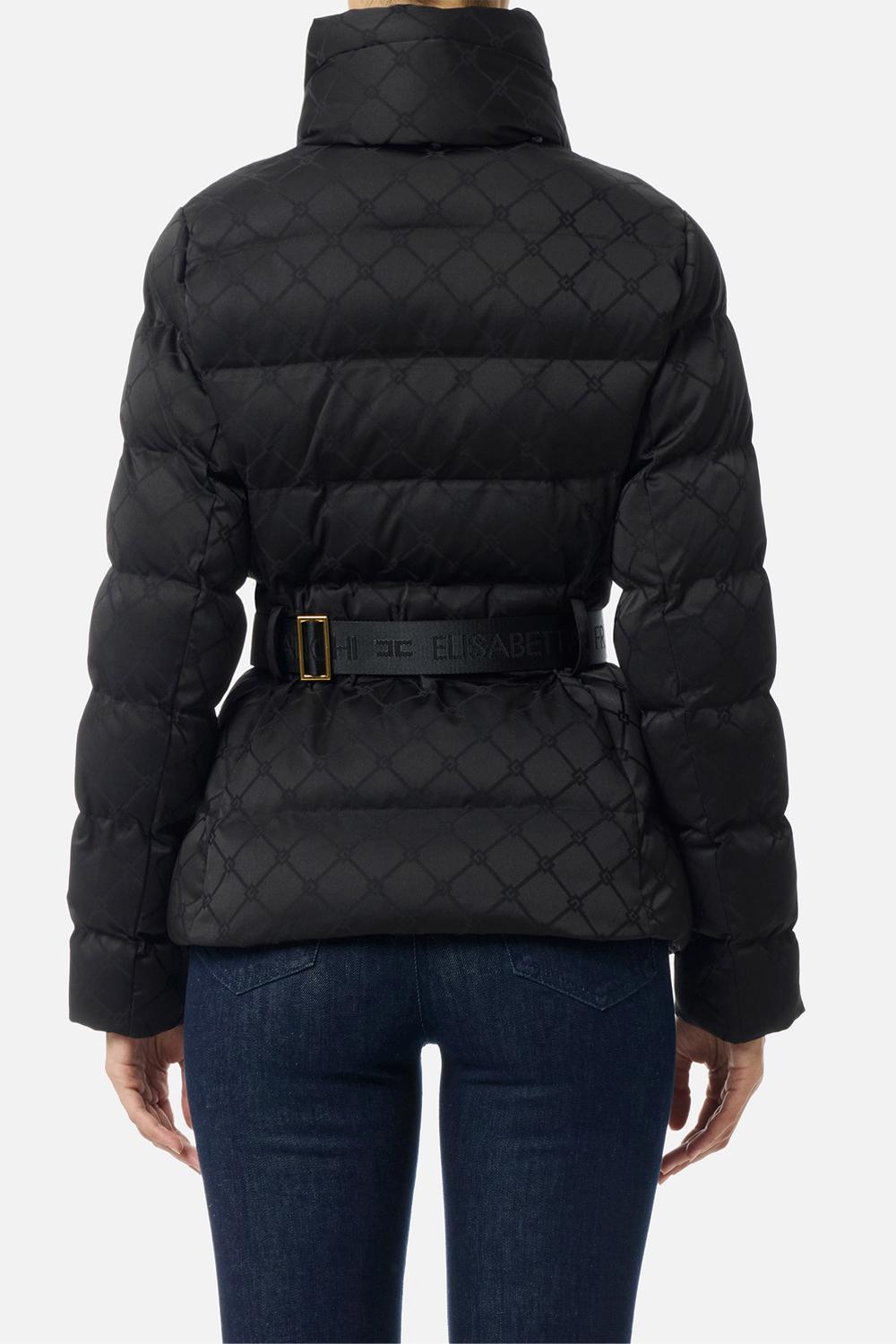 Piumino in tessuto vela jacquard con cintura PI83D 56E2110 Elisabetta Franchi