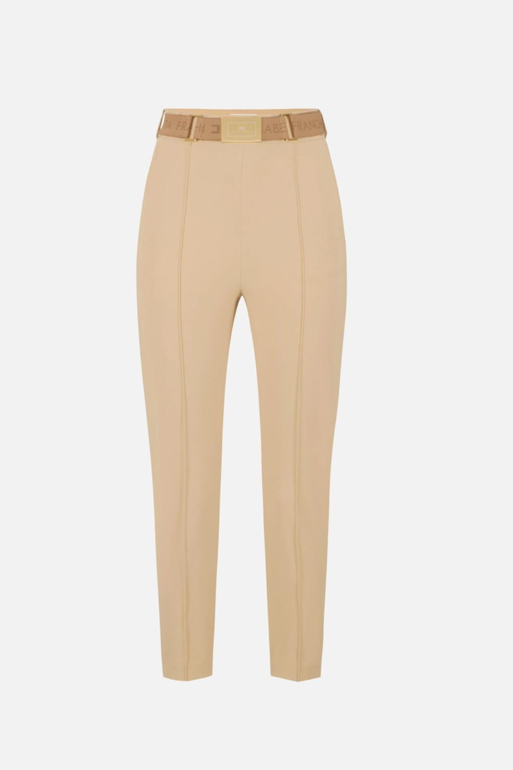 Pantaloni Elisabetta Franchi in Tessuto Tecnico Bielastico con Cintura e Logo<BR/> PA132 61E2470 Elisabetta Franchi