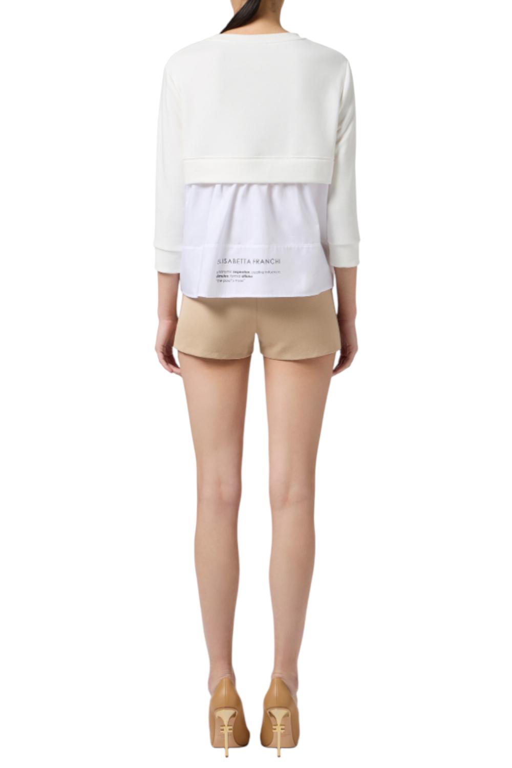 Maglia in felpa con dettagli in popeline<BR/> MD006 56E2360 Elisabetta Franchi