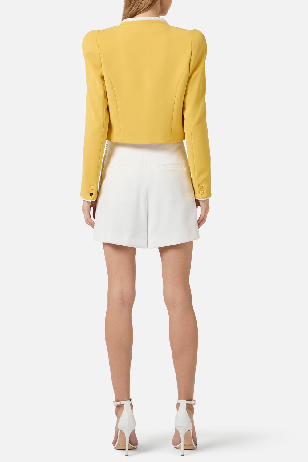 Giacca Elisabetta Franchi in Crêpe con Piping a Contrasto e Collo Montante GI214 61E2FA5 Elisabetta Franchi