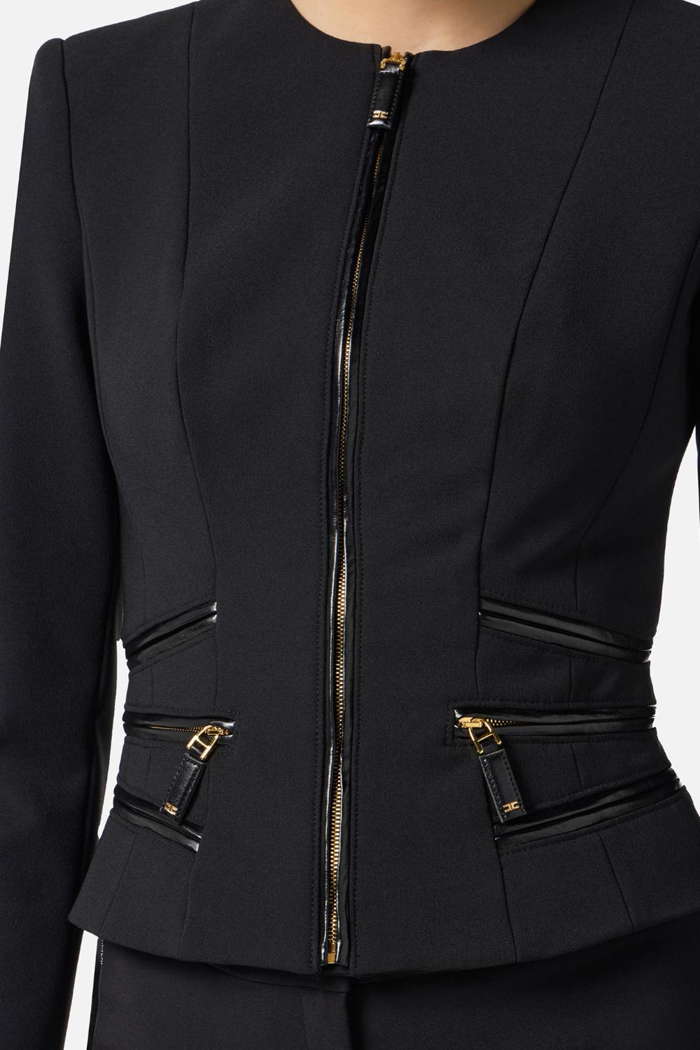 Giacca in doppio crêpe con dettagli zip<BR/> GI173 56E2110 Elisabetta Franchi