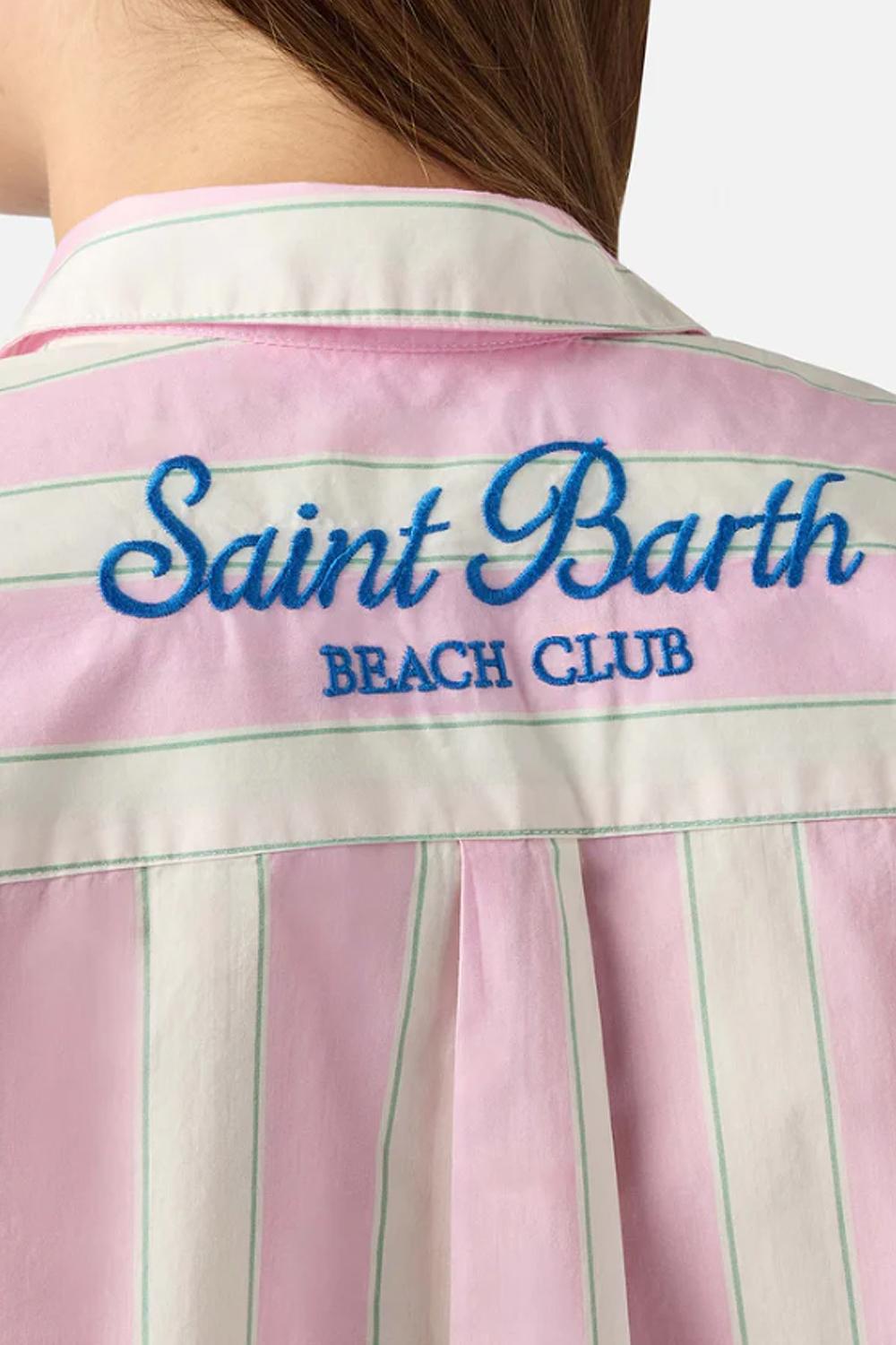 Camicia brigitte MC2 in cotone a righe rosa con ricamo Sport Club BRIG001 -00897L Mc2 Saint Barth